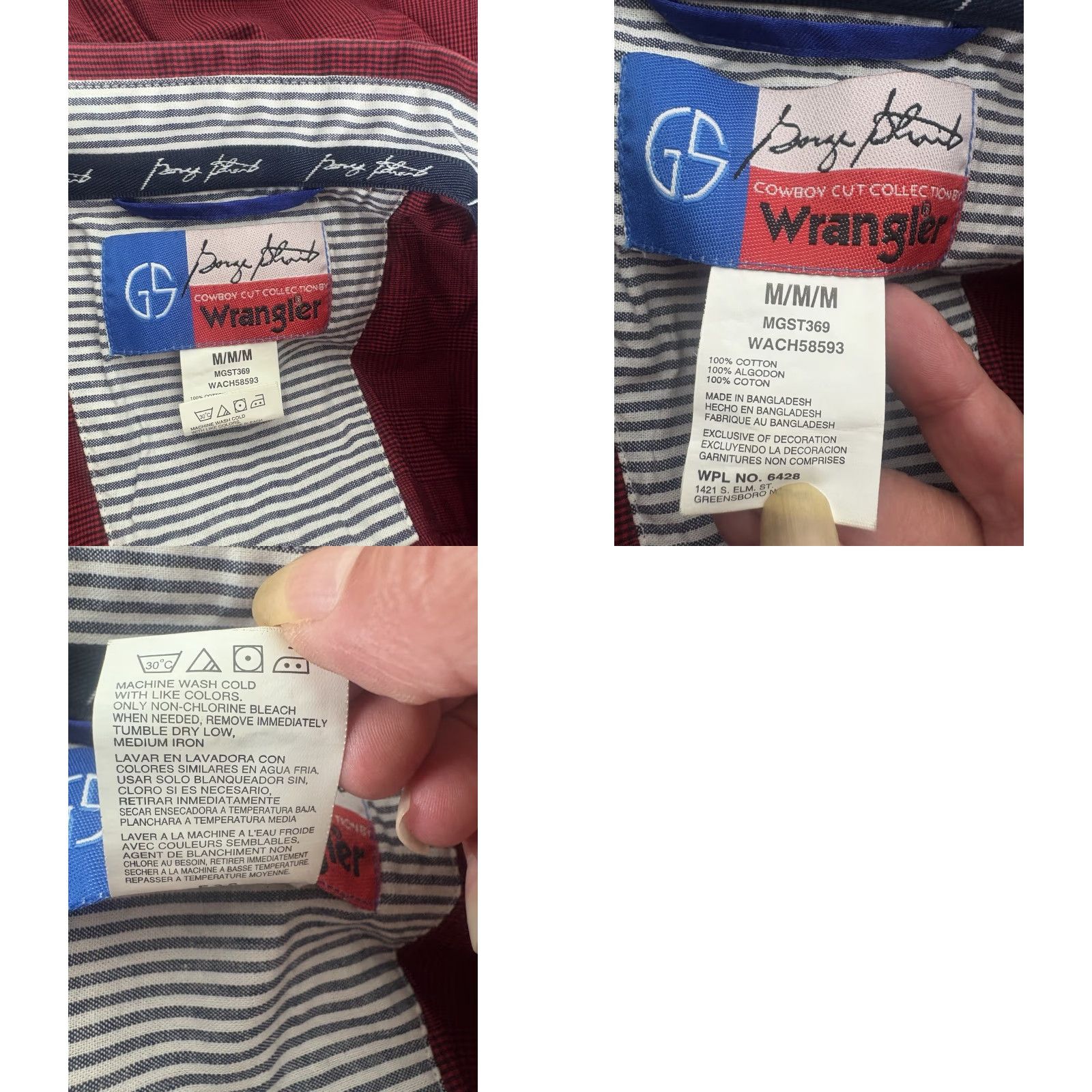 Wrangler VINTAGE Wrangler George Strait Shirt Cowboy Western Button-Up Red Black Check Adult M Size Red/Black (Cowboy, Western) Mens Size US M / EU 48-50 / 2 - 8 Thumbnail