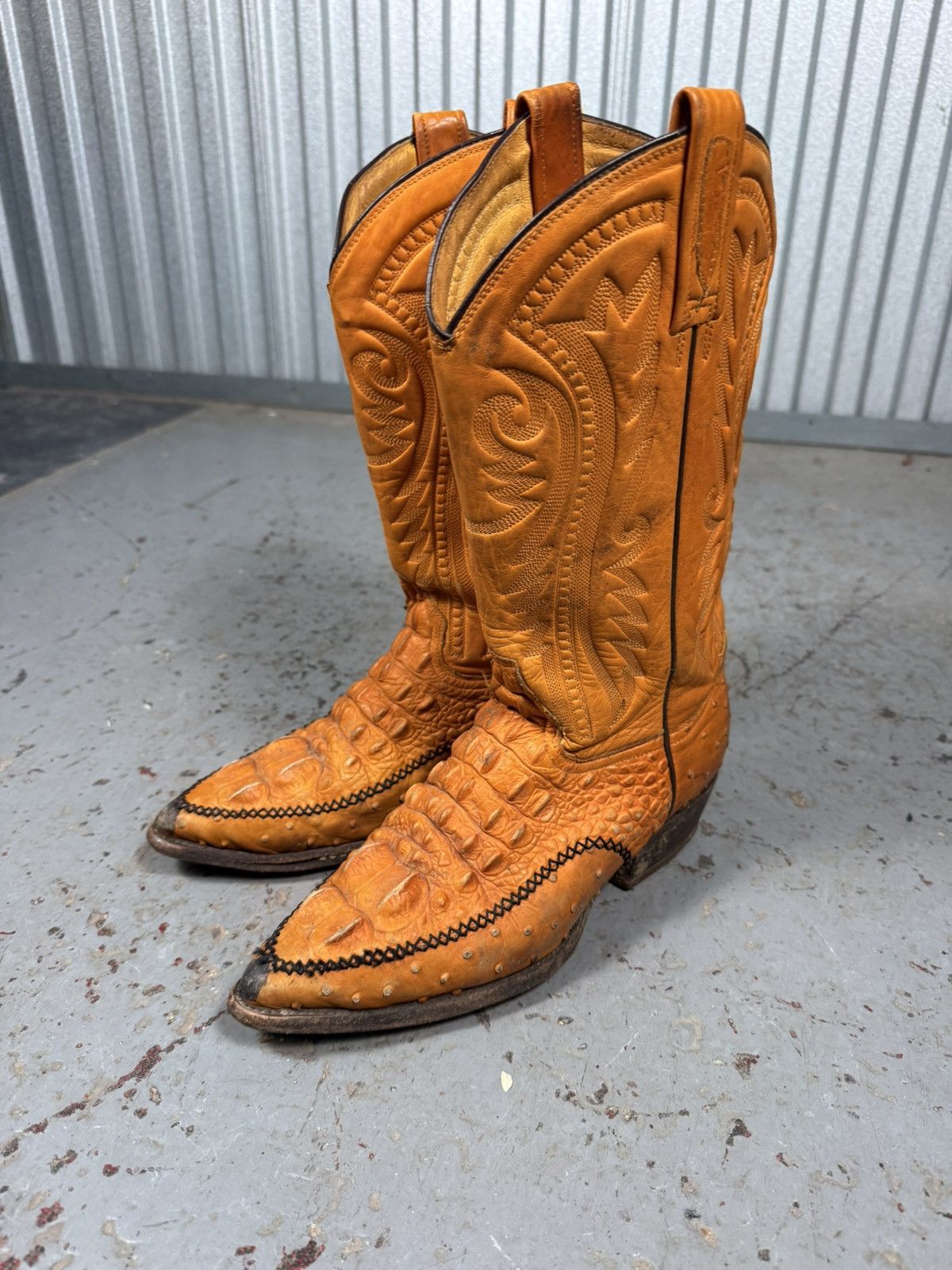 Other 80s Vintage Rudel Made In Usa Crocodile Vamp Cowboy Boots Size US 10.5 / EU 43-44 - 9 Thumbnail