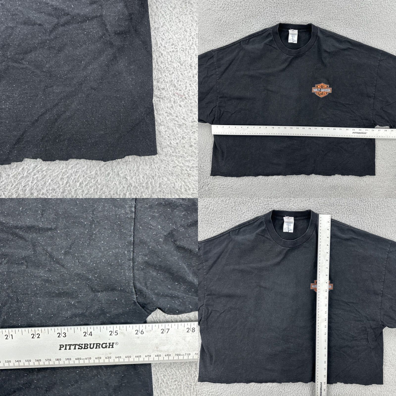 Harley Davidson VINTAGE Harley-Davidson T-Shirt Shirt Cropped Black 3XL Mens Crew Neck Short Sleeve Activewear Apparel Alstyle Size US XXL / EU 58 / 5 - 8 Thumbnail