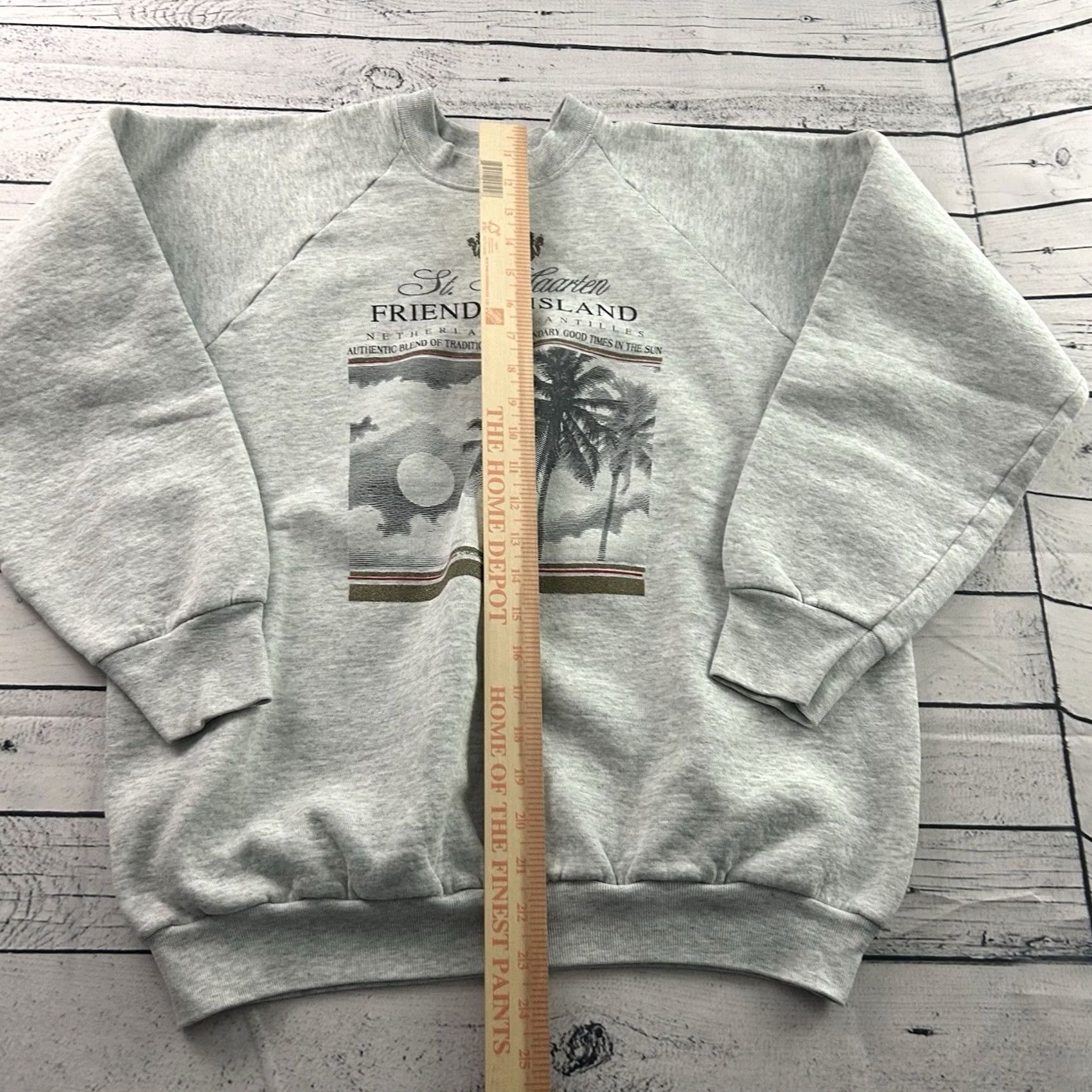 Fruit Of The Loom Vintage Fruit of the Loom St. Maarten Friendly Island Crewneck Sweatshirt Mens L Gray Size US L / EU 52-54 / 3 - 2 Thumbnail