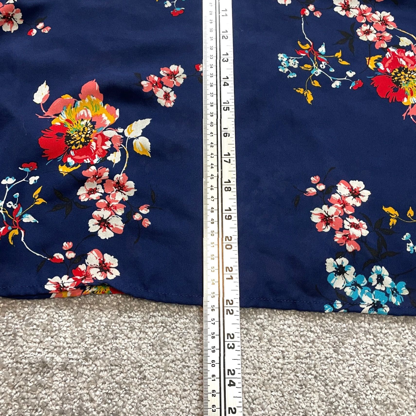Vintage Crescent & Willough Blouse Shirt Womens XL Dark Blue Floral Log Sleeve Ladies Size XL / US 12-14 / IT 48-50 - 3 Thumbnail