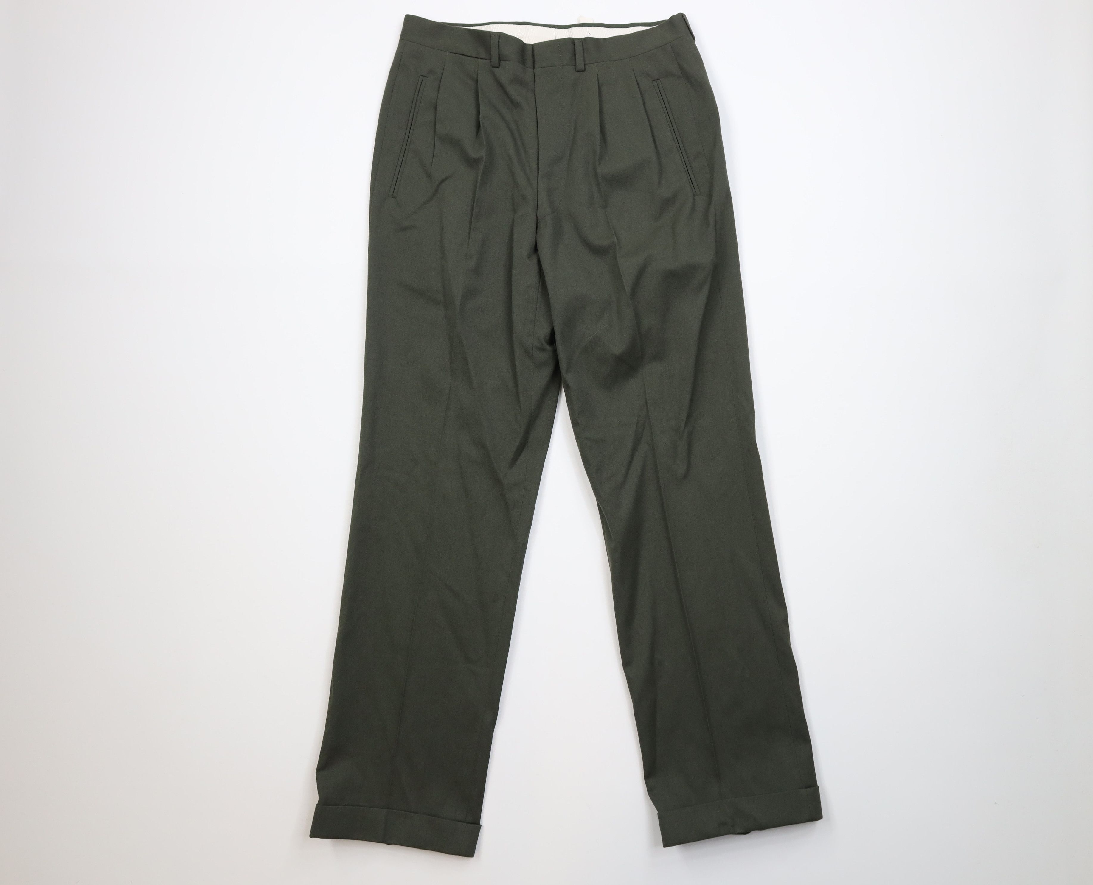 Vintage Deadstock Vintage 30s 40s Rockabilly Gabardine Pants Green Size US 30 / EU 46 - 1 Thumbnail