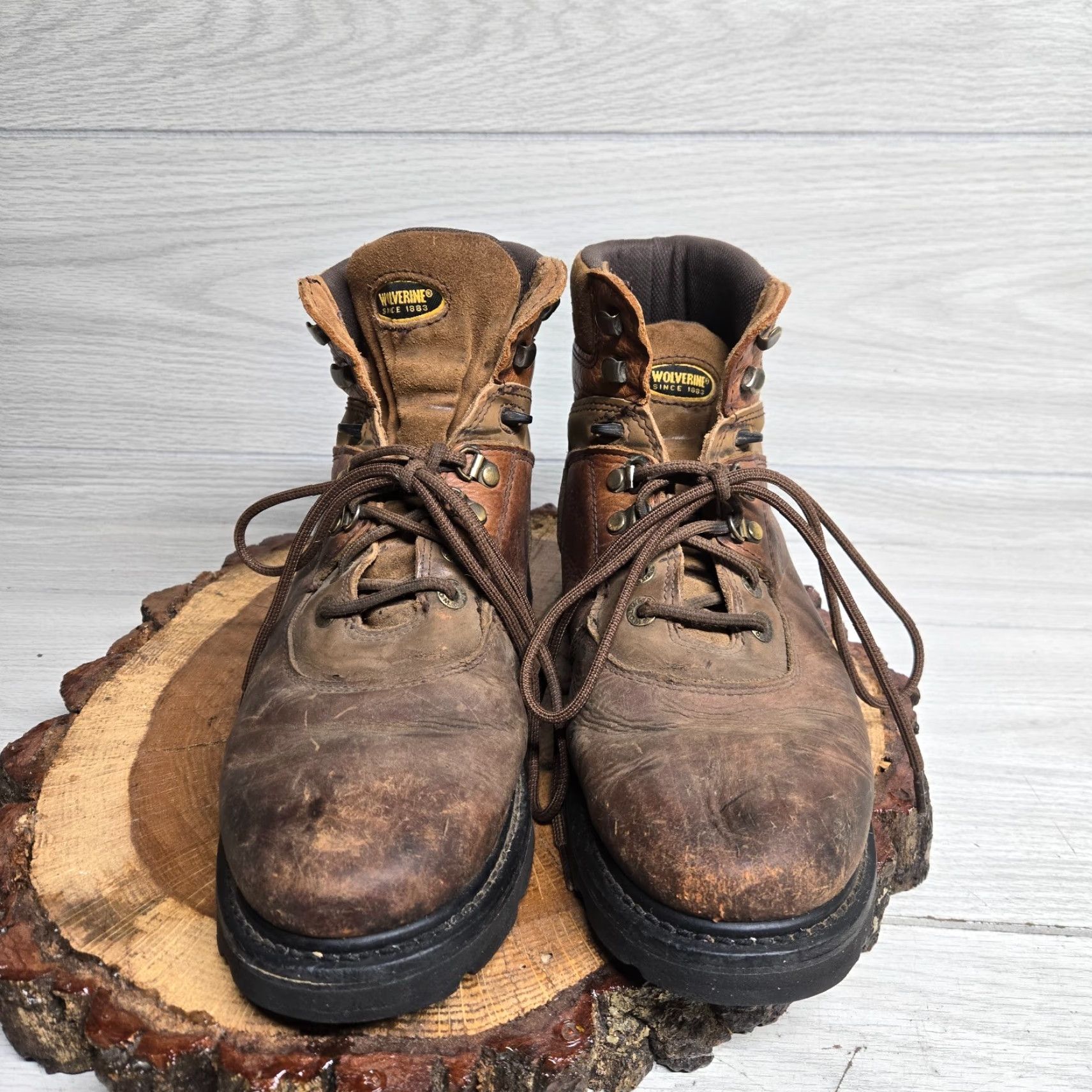 Vintage Wolverine Durashock Boots Wolverine Durashock Leather Brown Work Boots Adult Men Size 10.5M Medium Mens Boots Brown Leather Workwear 80s? Size US 10 / EU 43 - 3 Thumbnail