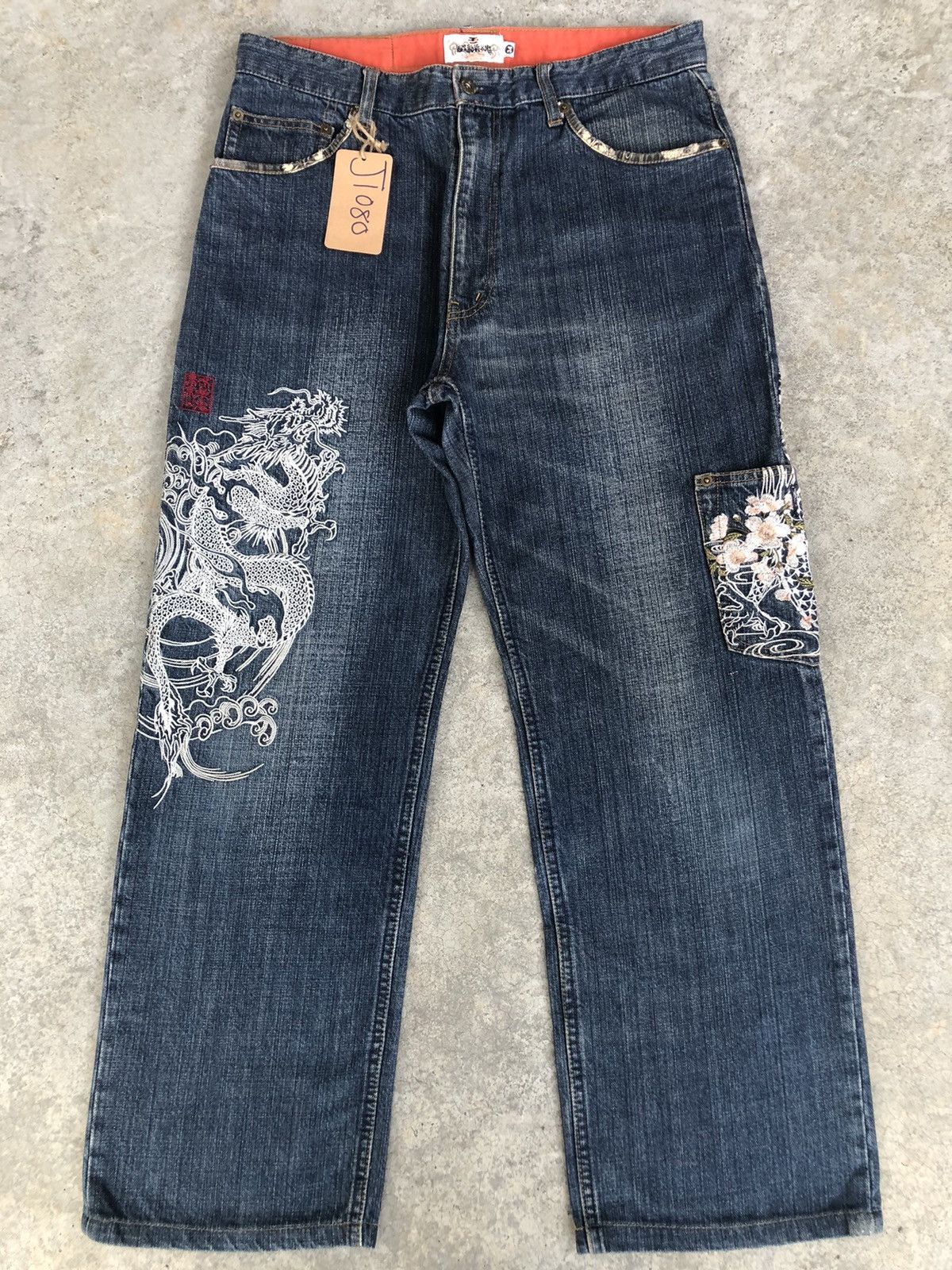 Karakuri Tamashii Karakuri Tamashii Embroidered Jeans Multipocket Size US 33 - 1 Thumbnail
