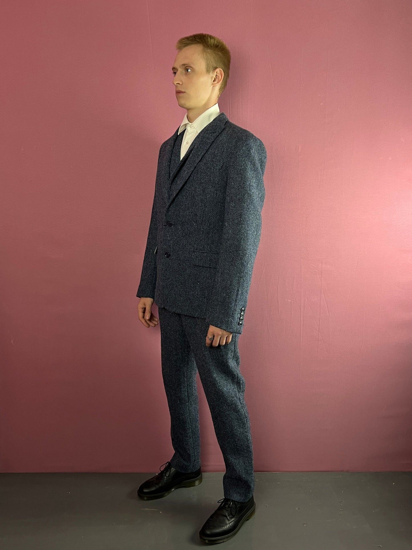 Harris Tweed Harris Tweed Vintage Glen Check 3 Piece Suit 40R Size 40R - 1 Thumbnail