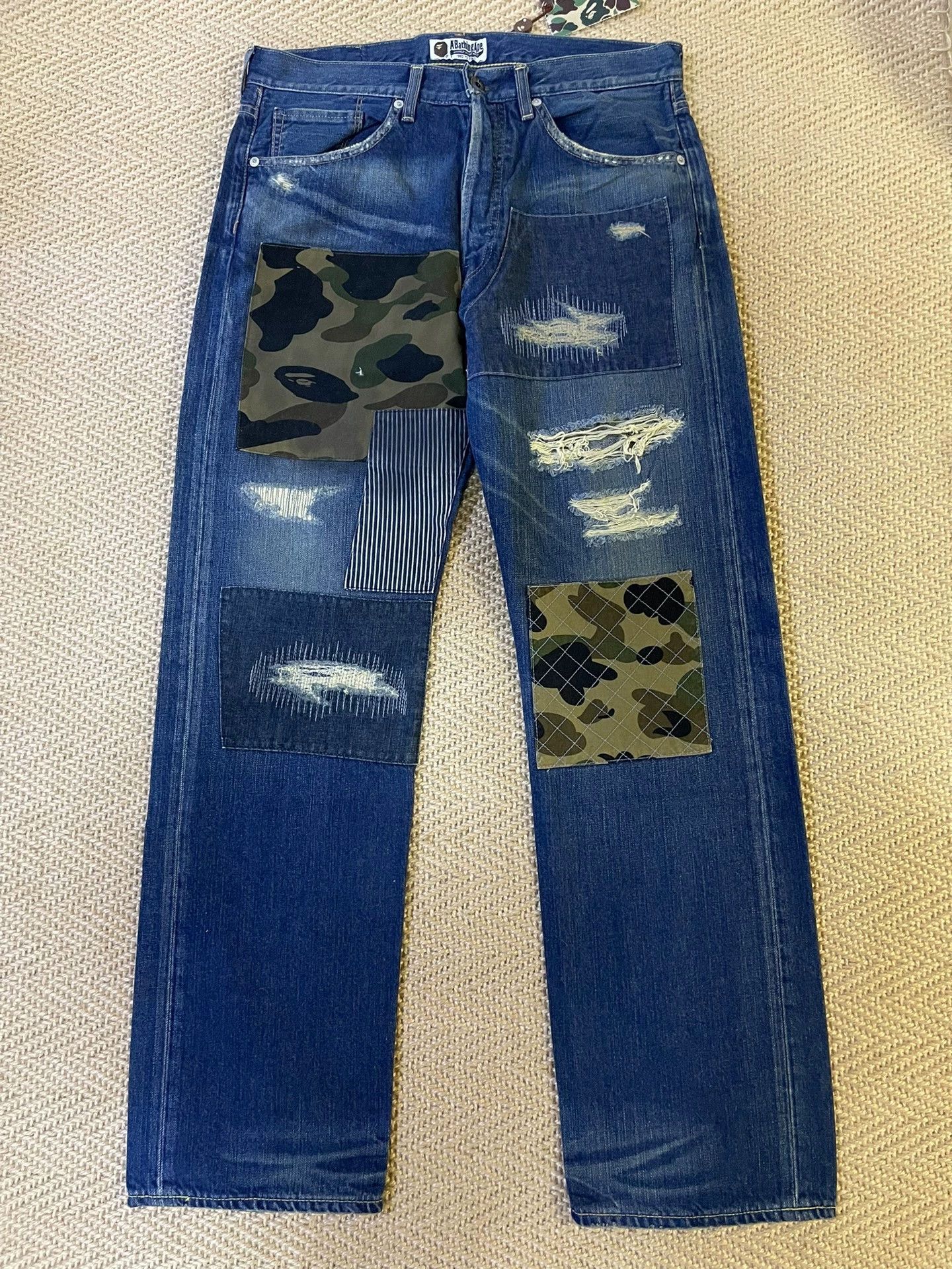 Bape BAPE TYPE2 NWT Camo Patch Washed Distressed JeansM Size US 32 / EU 48 - 1 Thumbnail