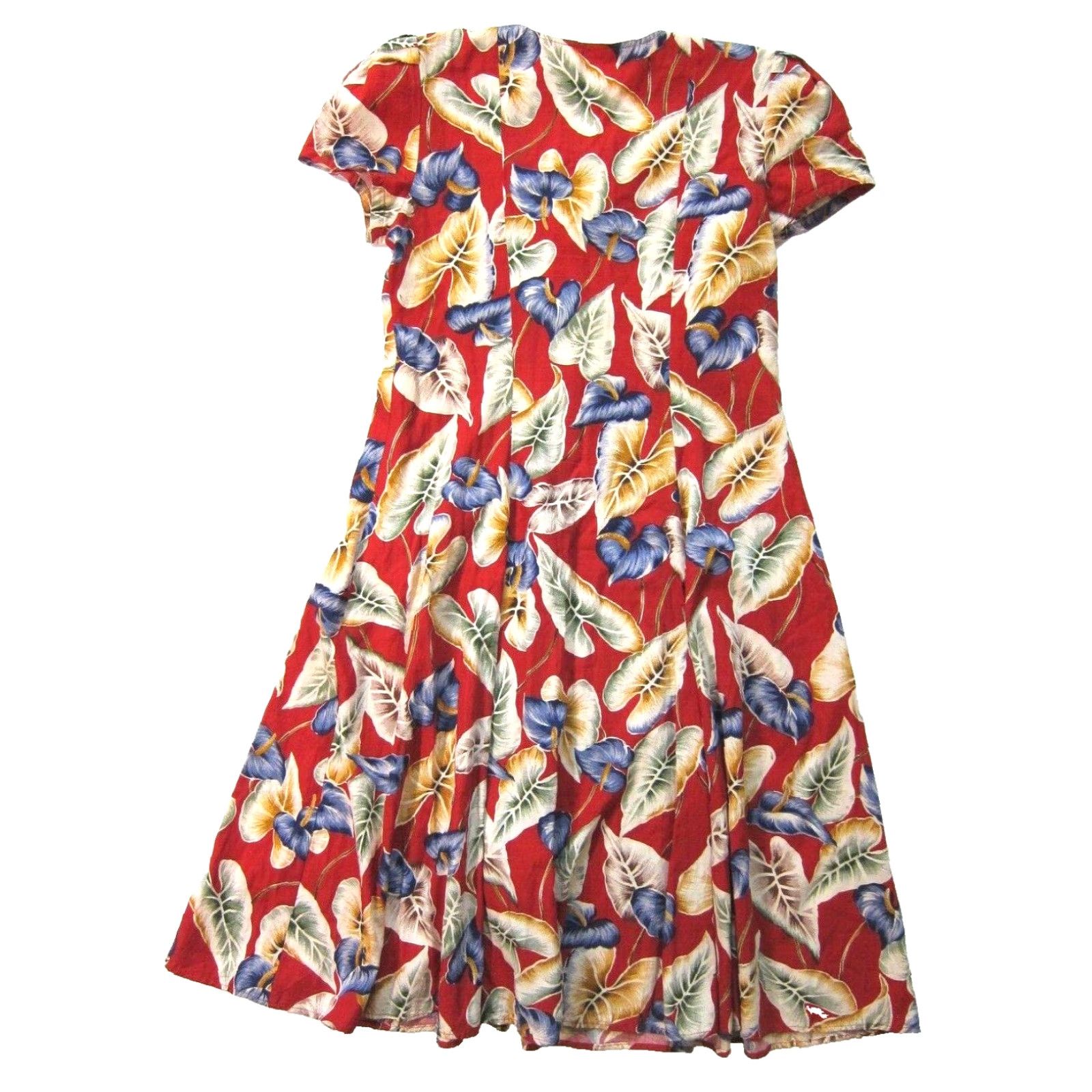 Vintage Gene M. Gozum 100% Rayon Red Blue Floral Hawaiian Button Down Maxi Sundress M Dress Womens Vintage Floral Sundress Size M / US 6-8 / IT 42-44 - 2 Thumbnail