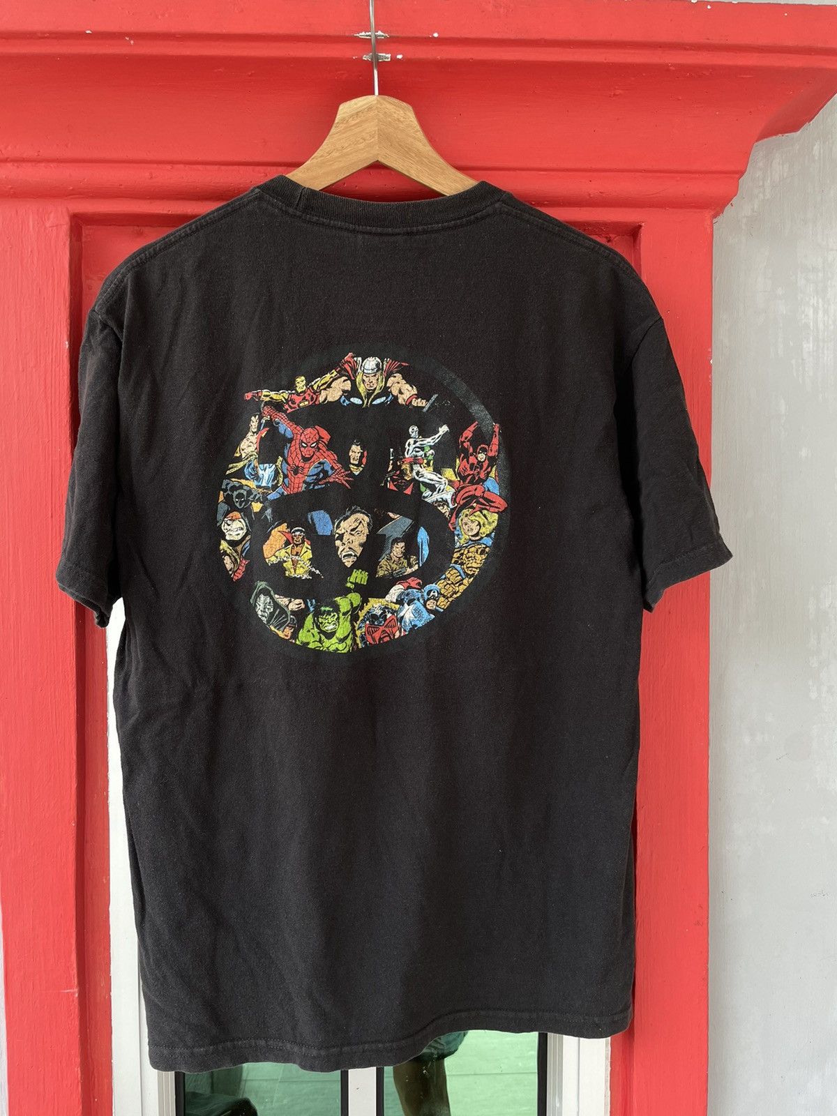 image of Marvel Comics x Stussy Marvel Full Character Tshirt in Black, Men's (Size Medium)