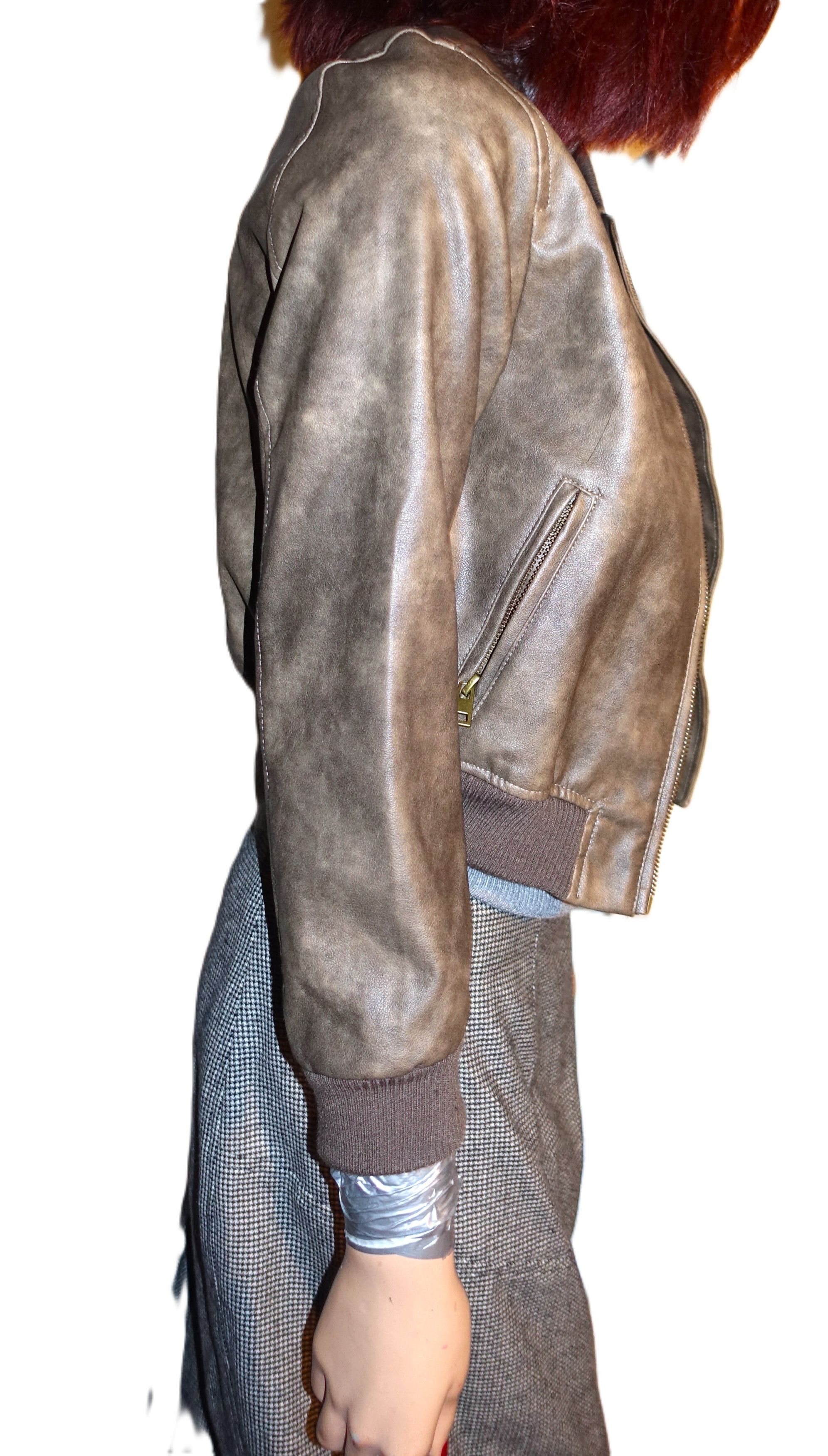 Rsq RSQ Faux Brown Leather Bomber Jacket L NWT Size L / US 10 / IT 46 - 5 Thumbnail