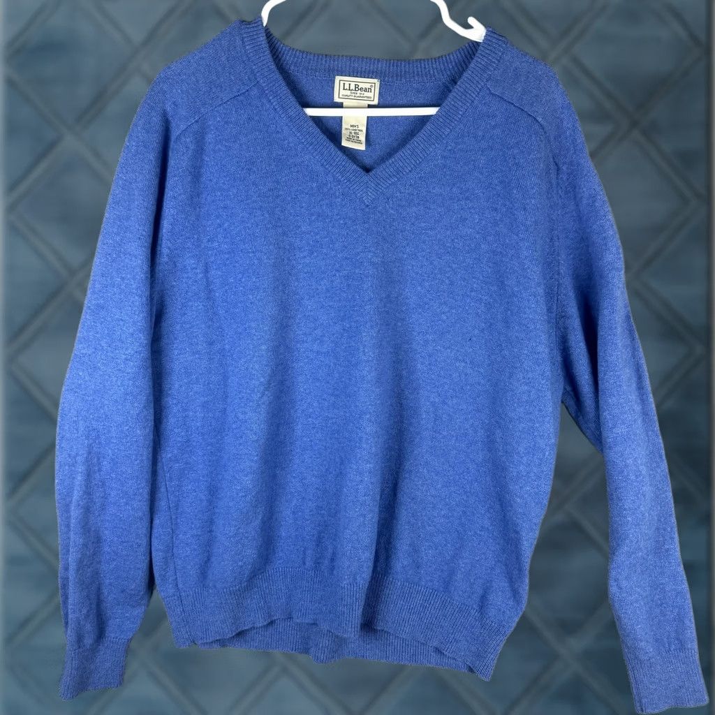 Vintage L.L. Bean Sweater Mens XL Blue 100% Lambswool V-Neck Pullover Knit Solid Tight-Knit Wool Pullover Mens XL Regulations? Size US XL / EU 56 / 4 - 1 Thumbnail