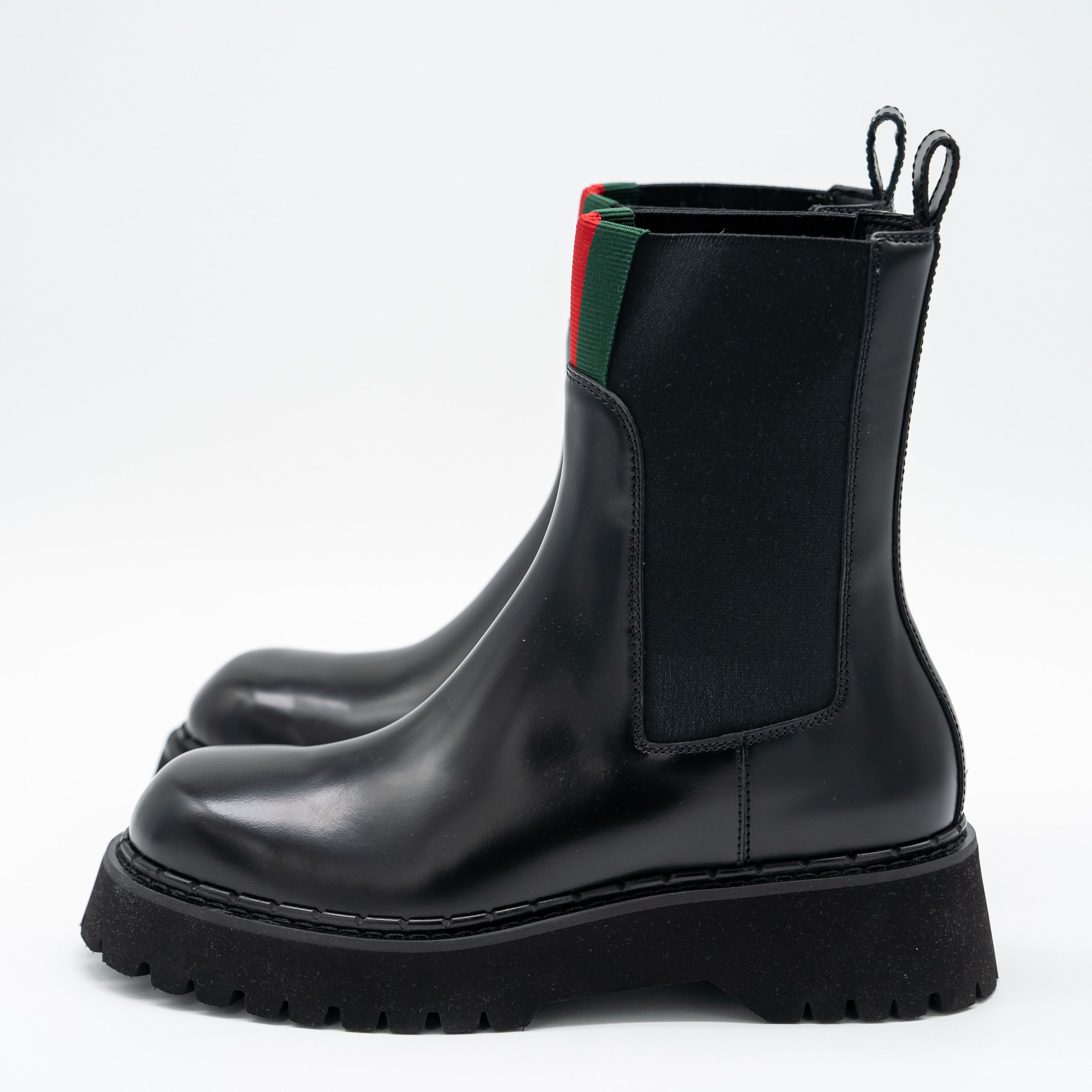 Gucci 8 US Gucci Chelsea Web Black Calf Leather Boots Size US 8 / IT 38 - 3 Thumbnail