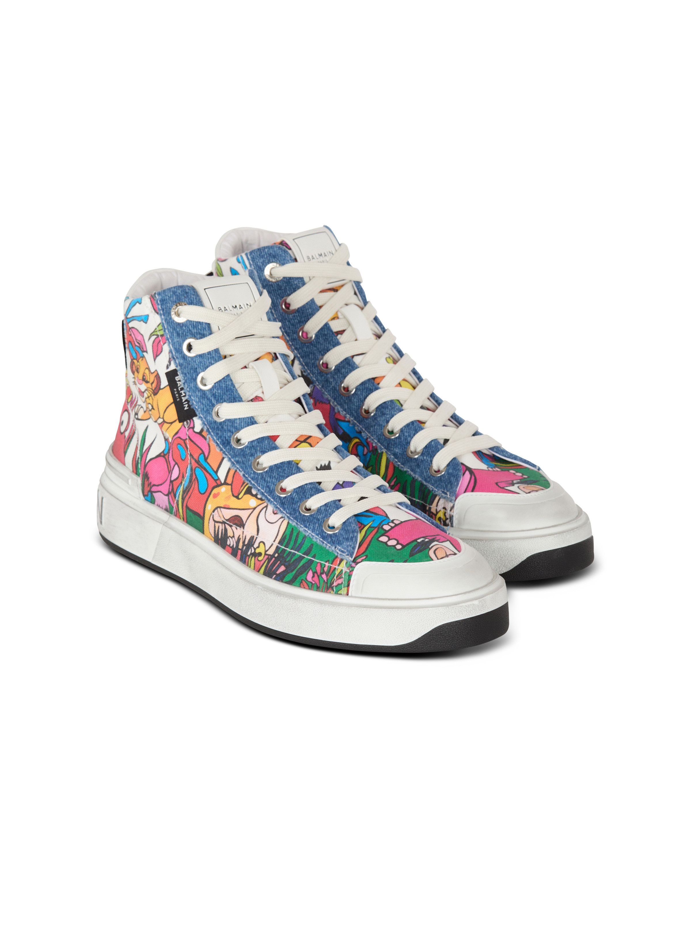 Balmain o1s1wg110925 X Disney High Top Sneakers in Multicolor Size US 6 / IT 36 - 2 Thumbnail