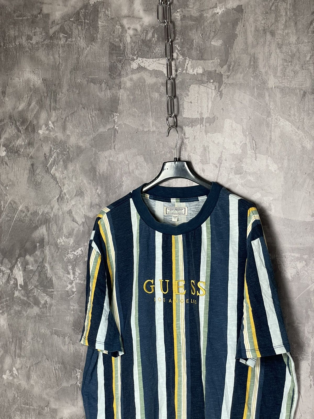 A$AP Rocky × Guess × Vintage Vintage GUESS like ASAP ROCKY Striped Spellout T Shirt Size US L / EU 52-54 / 3 - 7 Thumbnail
