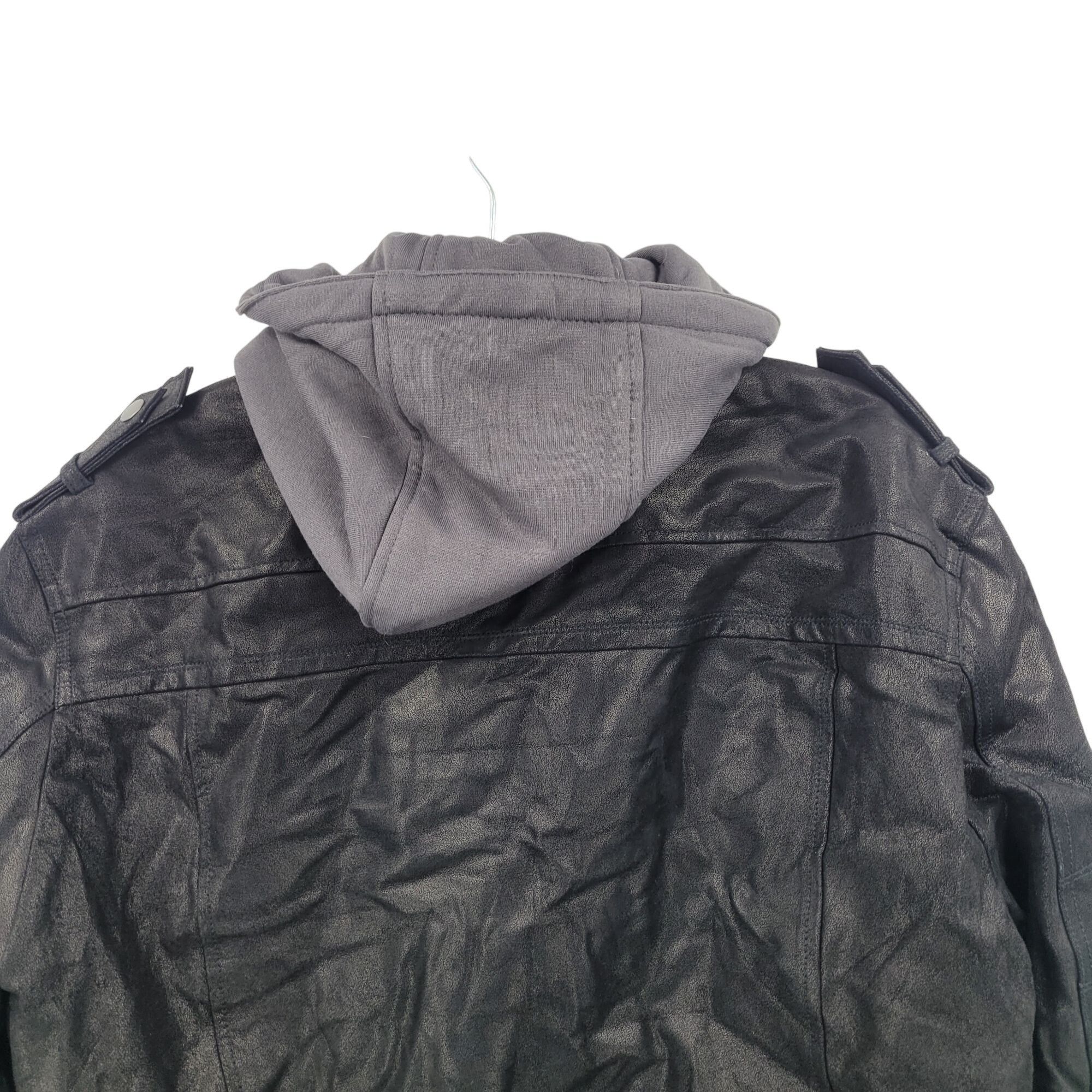 Other Flavor Mens Layered Pig Leather Hoodie Biker Moto Jacket M Size US M / EU 48-50 / 2 - 17 Thumbnail