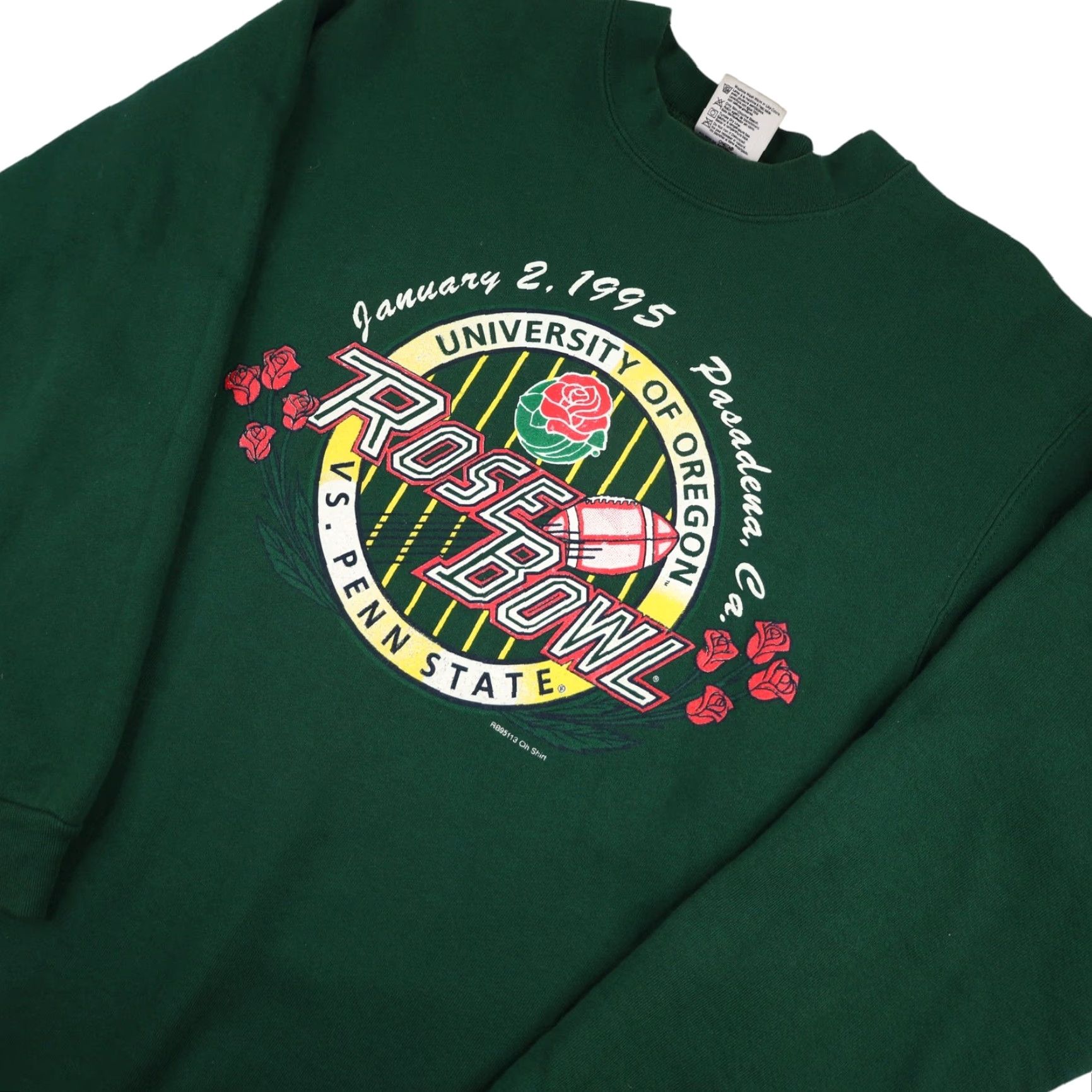 VINTAGE 1995 University of Oregon Ducks Rose Bowl Graphic Sweatshirt Mens Medium Green Sweatshirt
