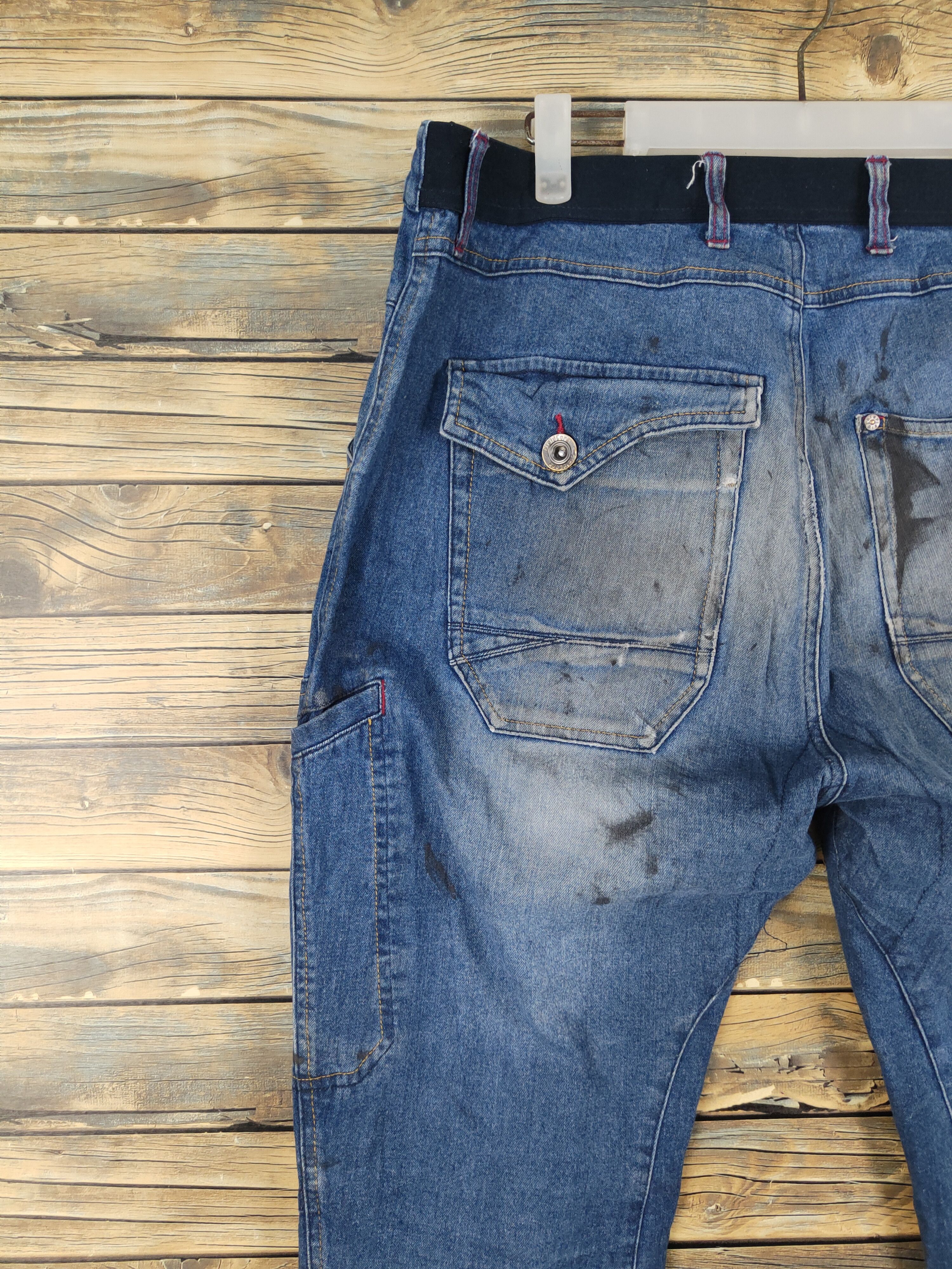 Japanese Brand FieldCore Dark Blue Distressed Ripped denim Jeans #W2085 Size US 36 / EU 52 - 8 Thumbnail