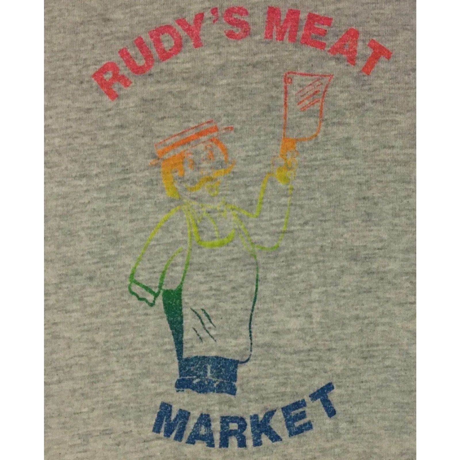 Market Vtg 90s Rudys Meat Market faded distressed shirt L XL USA Butcher Grunge Biker 80s Size US L / EU 52-54 / 3 - 3 Thumbnail