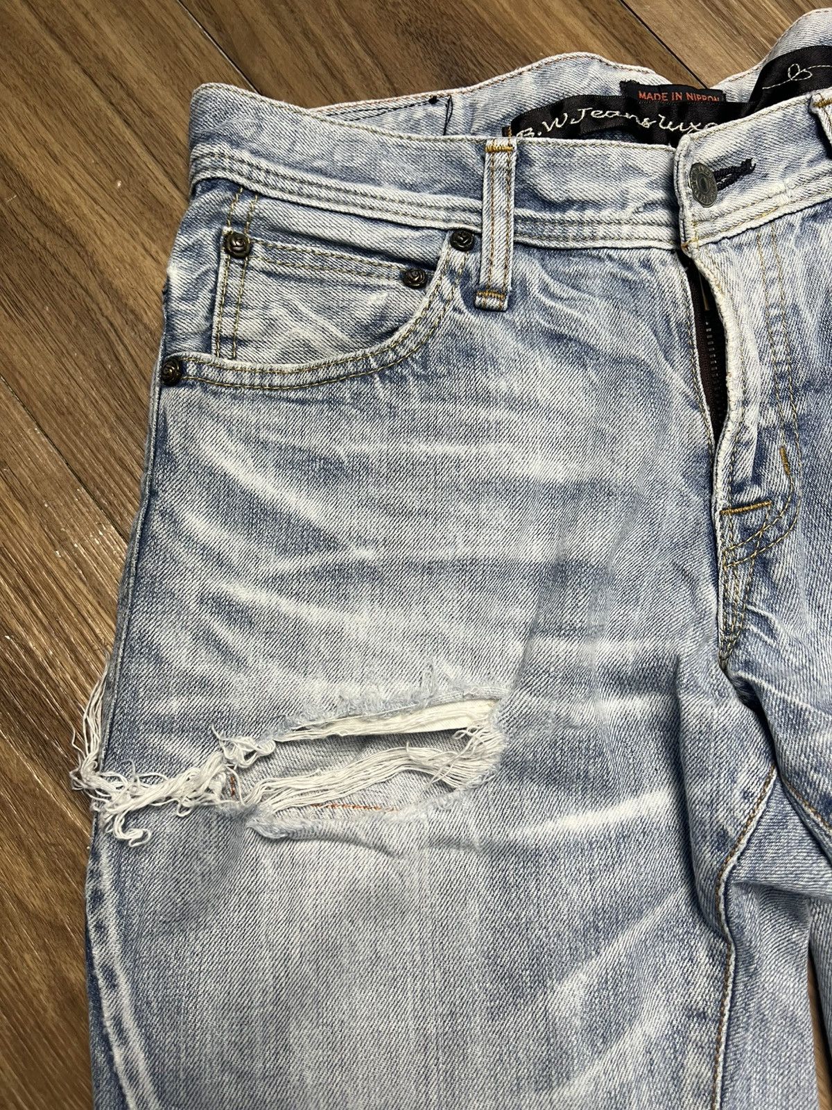 If Six Was Nine B.W.Luxe Japanese Distressed Jeans Light Wash (43) Size 30" / US 8 / IT 44 - 7 Thumbnail