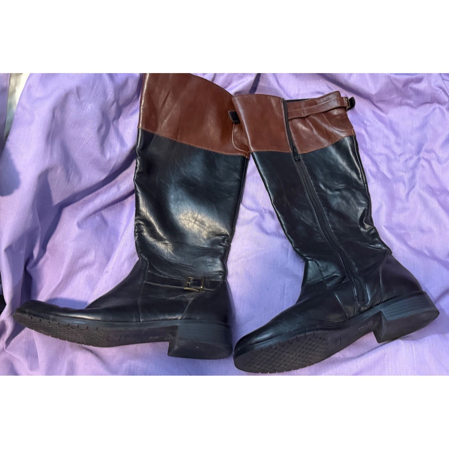 Other Two‑Tone Black & Brown Tall Riding Boots – Women’s Size 9.5 Size US 9.5 / IT 39.5 - 4 Thumbnail