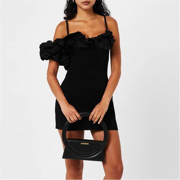Jacquemus o1g2r1mq1024 Mini Dress in Black Size S / US 4 / IT 40 - 4 Thumbnail