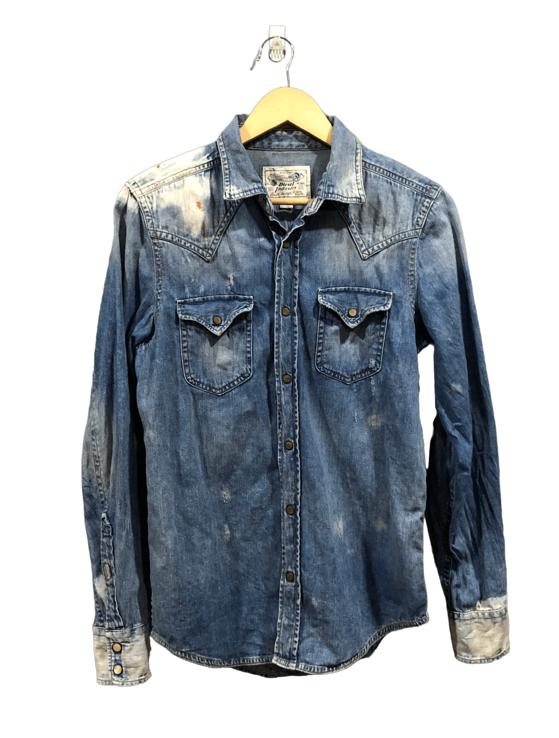 Diesel Vintage Diesel Industry Paint Splattered Denim Western Shirt Size US S / EU 44-46 / 1 - 1 Thumbnail
