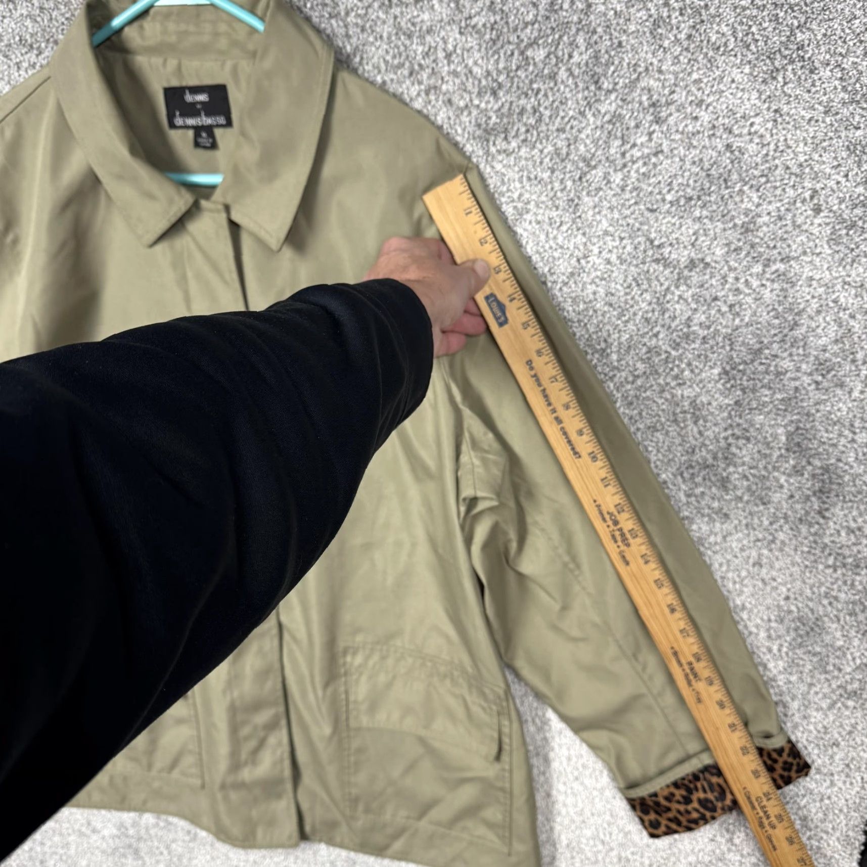 Vintage Dennis Basso Jacket Womens XL Green Leopard Lined Snap Front Pockets Classic Size XL / US 12-14 / IT 48-50 - 3 Thumbnail