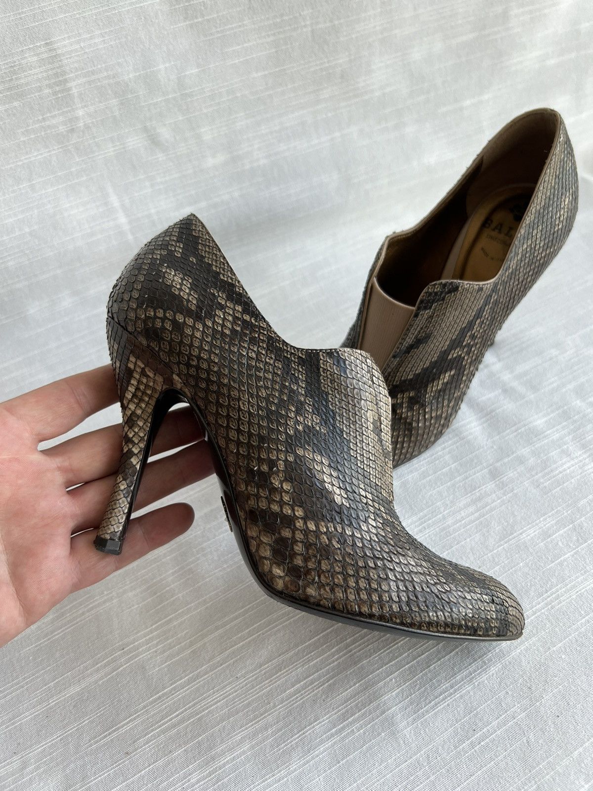 Bally Bally Womens Snake Skin Heels Brown Size US 7 1/2 EU 38 Size US 7.5 / IT 37.5 - 1 Thumbnail