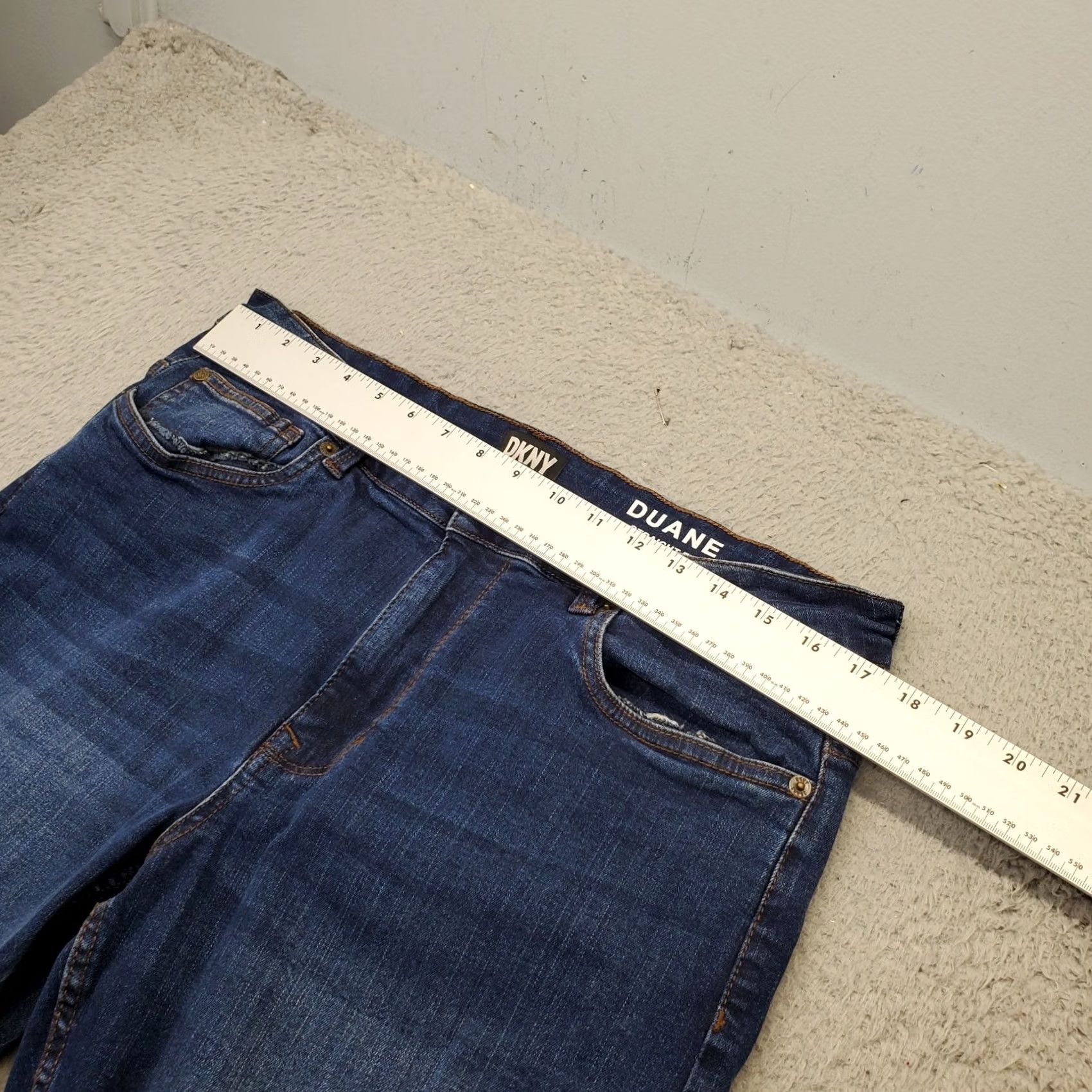 DKNY DKNY Mens Jeans 34 Straight Denim Blue Stretch Comfort 5-Pocket Regular Inseam 30.75" Whiskered Faded Boho Vintage: No Size US 34 / EU 50 - 3 Thumbnail