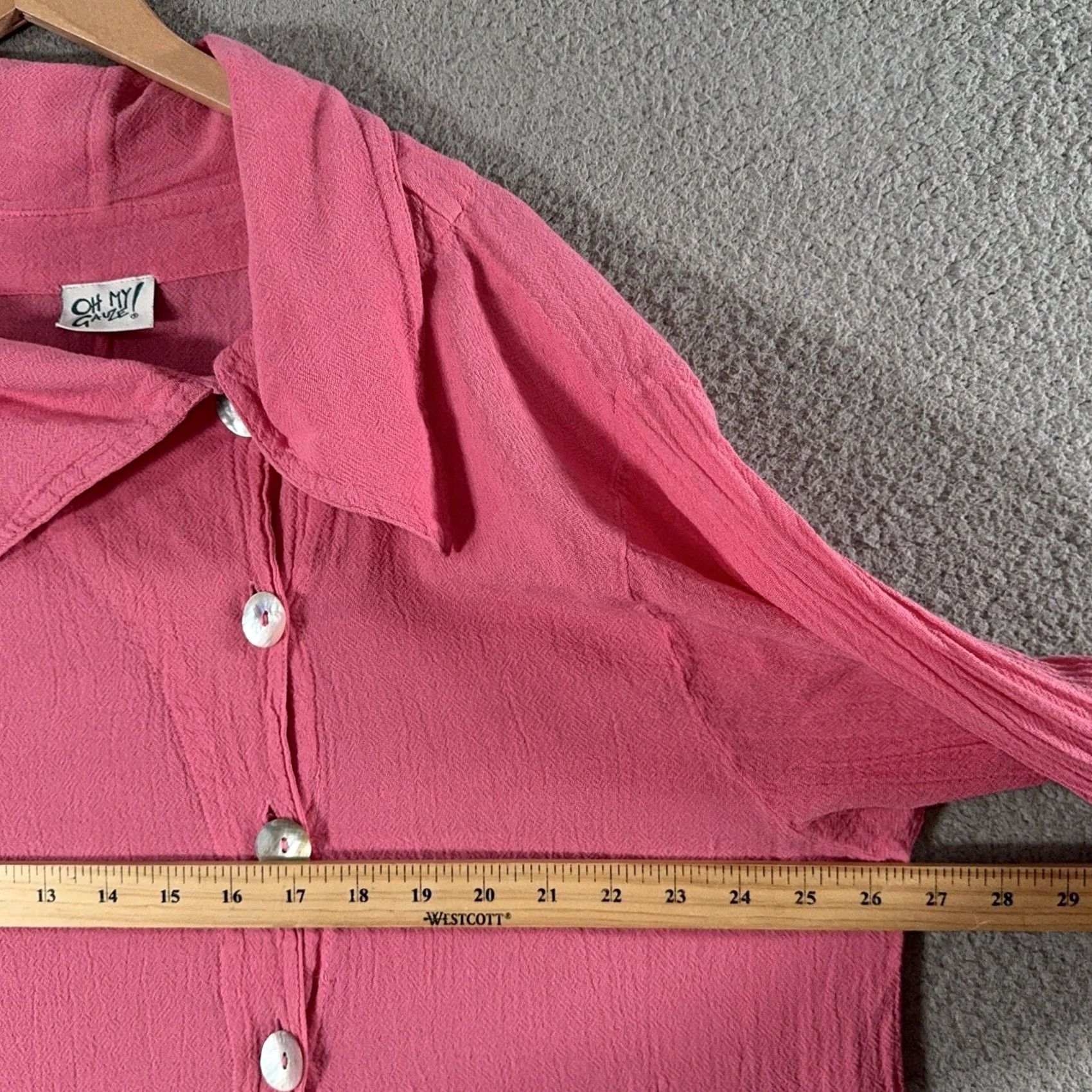 Pinko Oh My Gauze! Button-Front Pink Crop Cardie One Size Short Sleeve Boho Relaxed Cotton Tie-Front? Size ONE SIZE - 7 Thumbnail