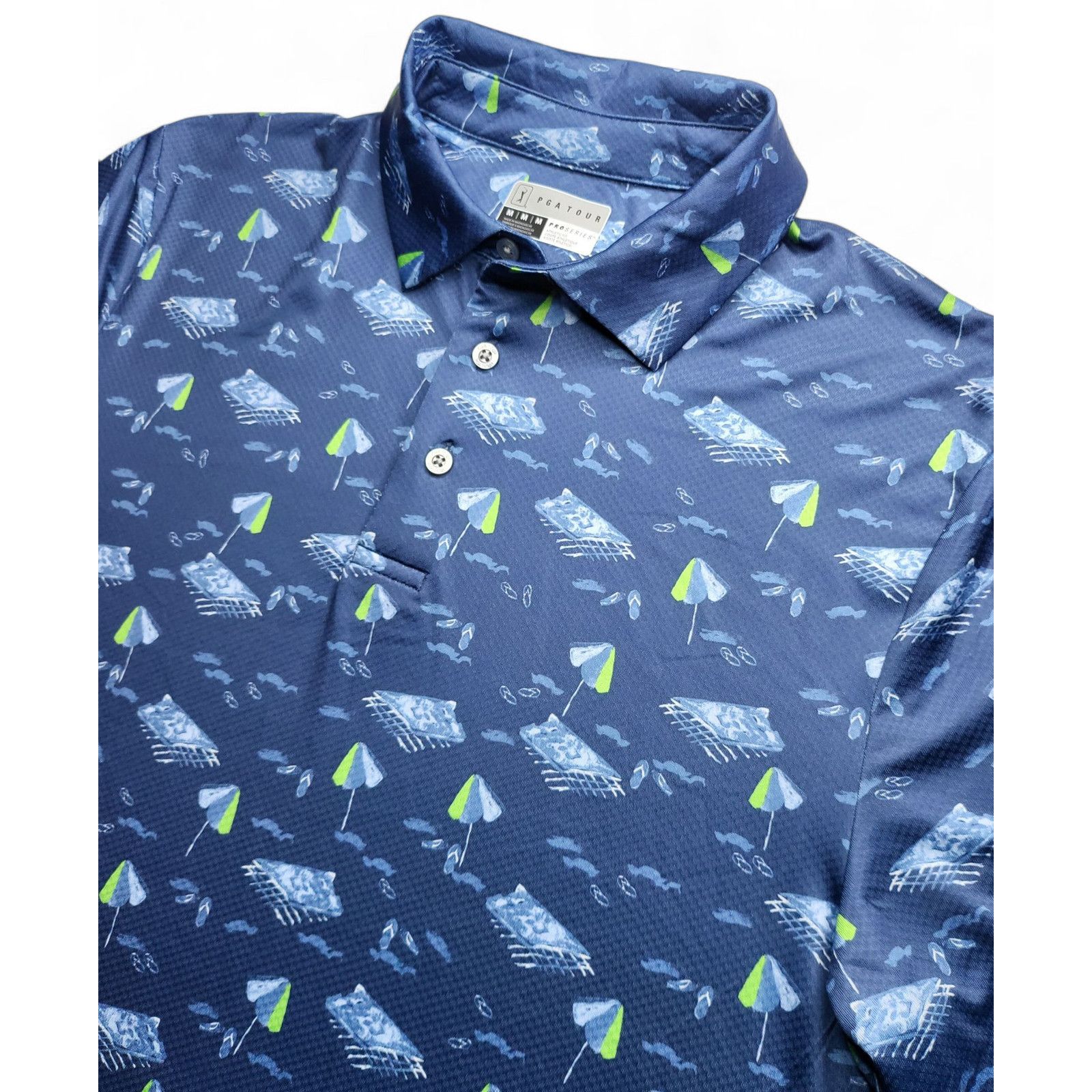PGA Tour NWOT PGA Tour Men's Beach Print Performance Golf Polo Size M Size US M / EU 48-50 / 2 - 3 Thumbnail
