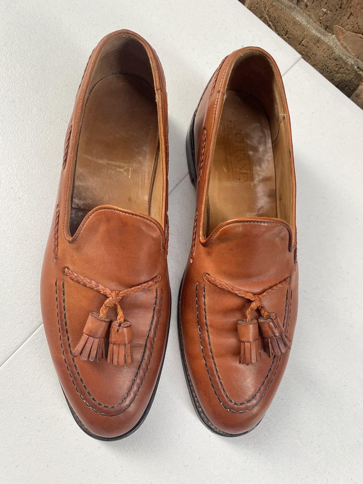 Cheaney Cheaney 🇮🇹 brown braided leather tassel loafer bench made UK Size US 9 / EU 42 - 14 Thumbnail