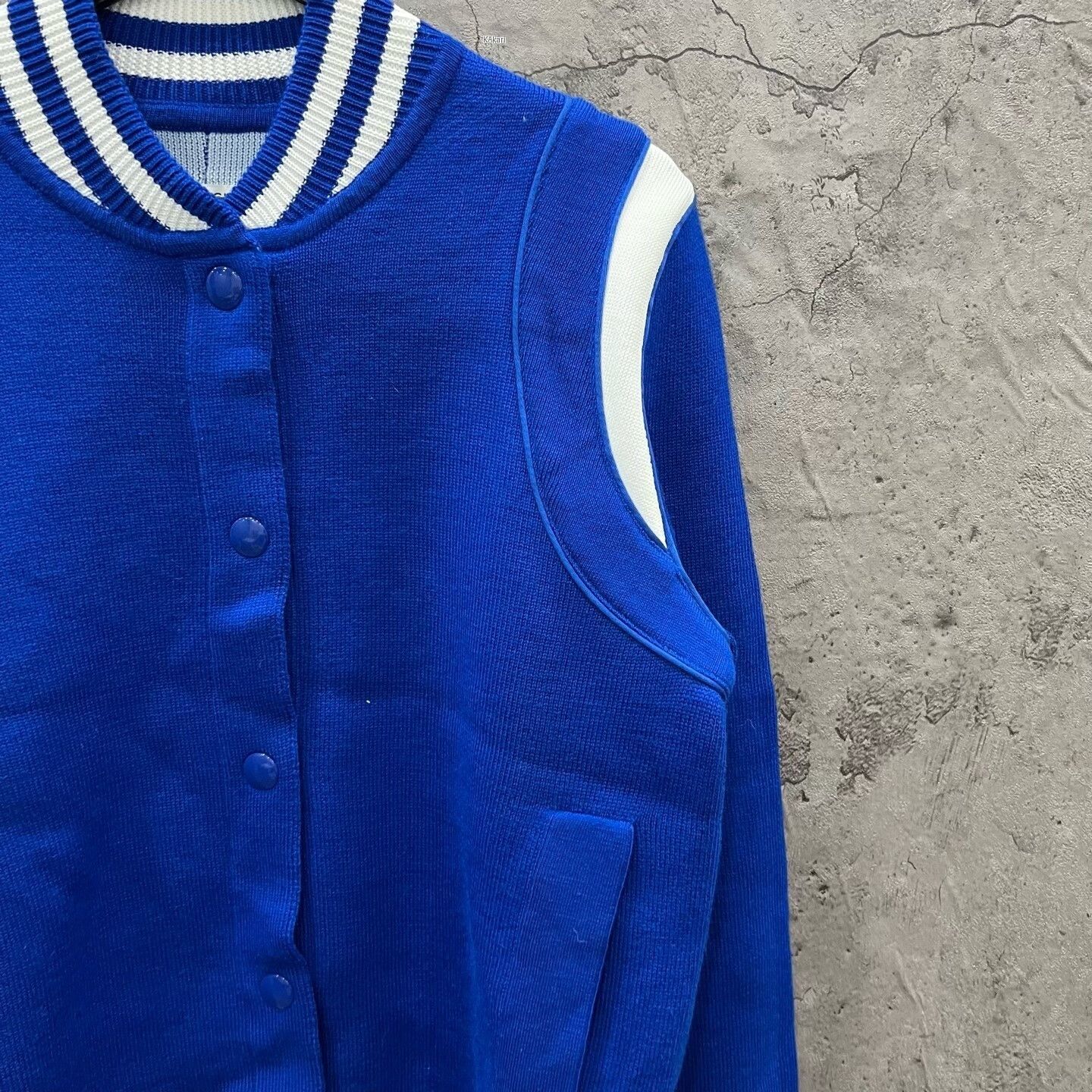 Givenchy Givenchy White Blue Wool Knit Baseball Jacket Size US S / EU 44-46 / 1 - 3 Thumbnail