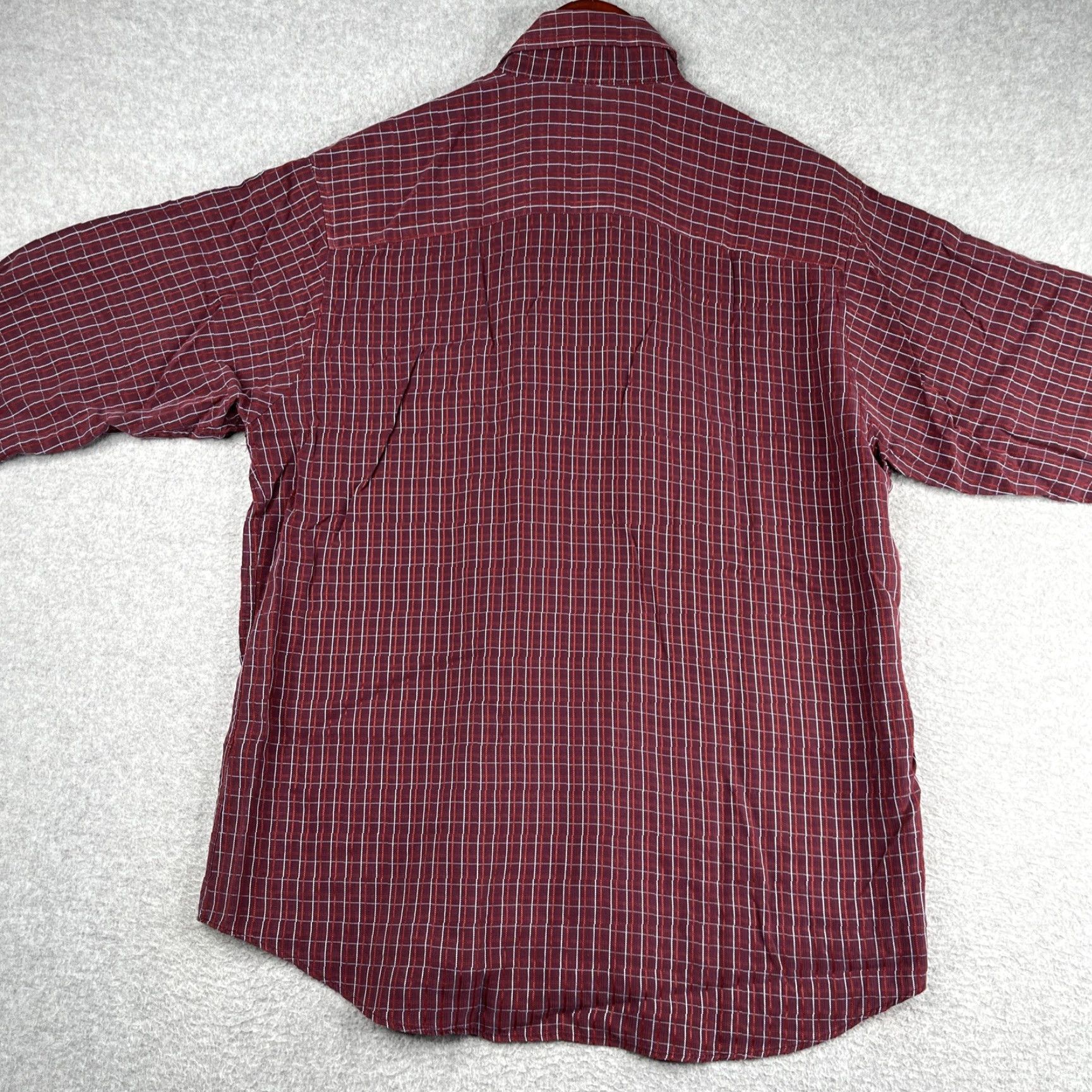 BUGATCHI BUGATCHI UOMO Shirt Medium Burgundy Check Embroidered Button Up Long Sleeve Mens Size US M / EU 48-50 / 2 - 6 Thumbnail