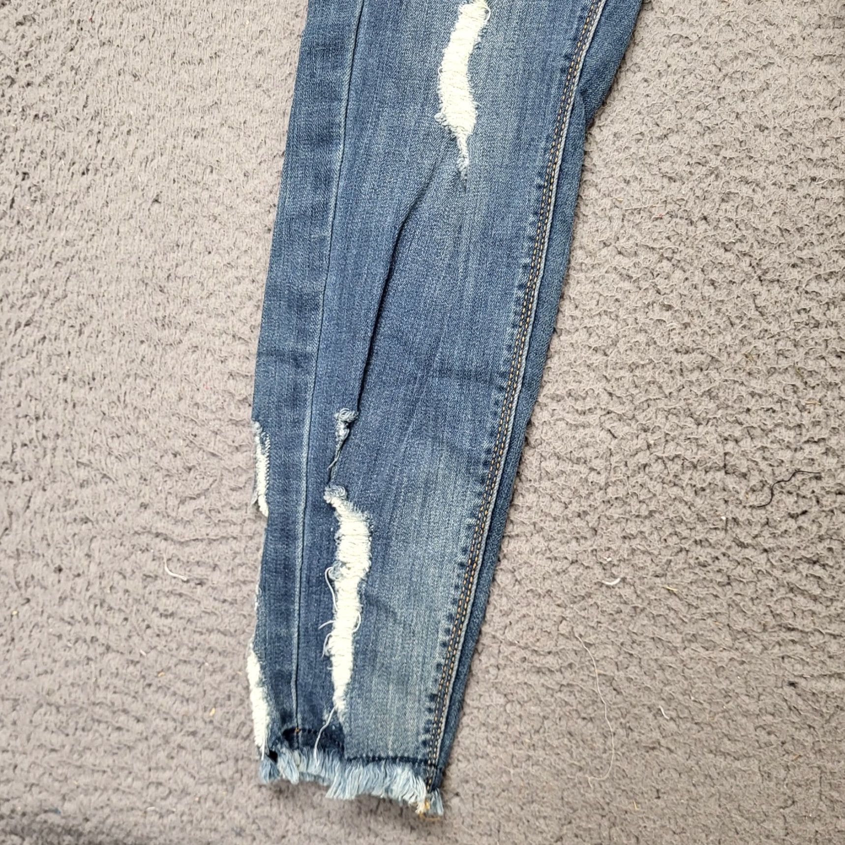 Vintage Indigo Rein Jeans Women 7/27 Denim Distressed High Rise Crop Slim Regular Blue 90s College City Vintage No Size 28" / US 6 / IT 42 - 5 Thumbnail