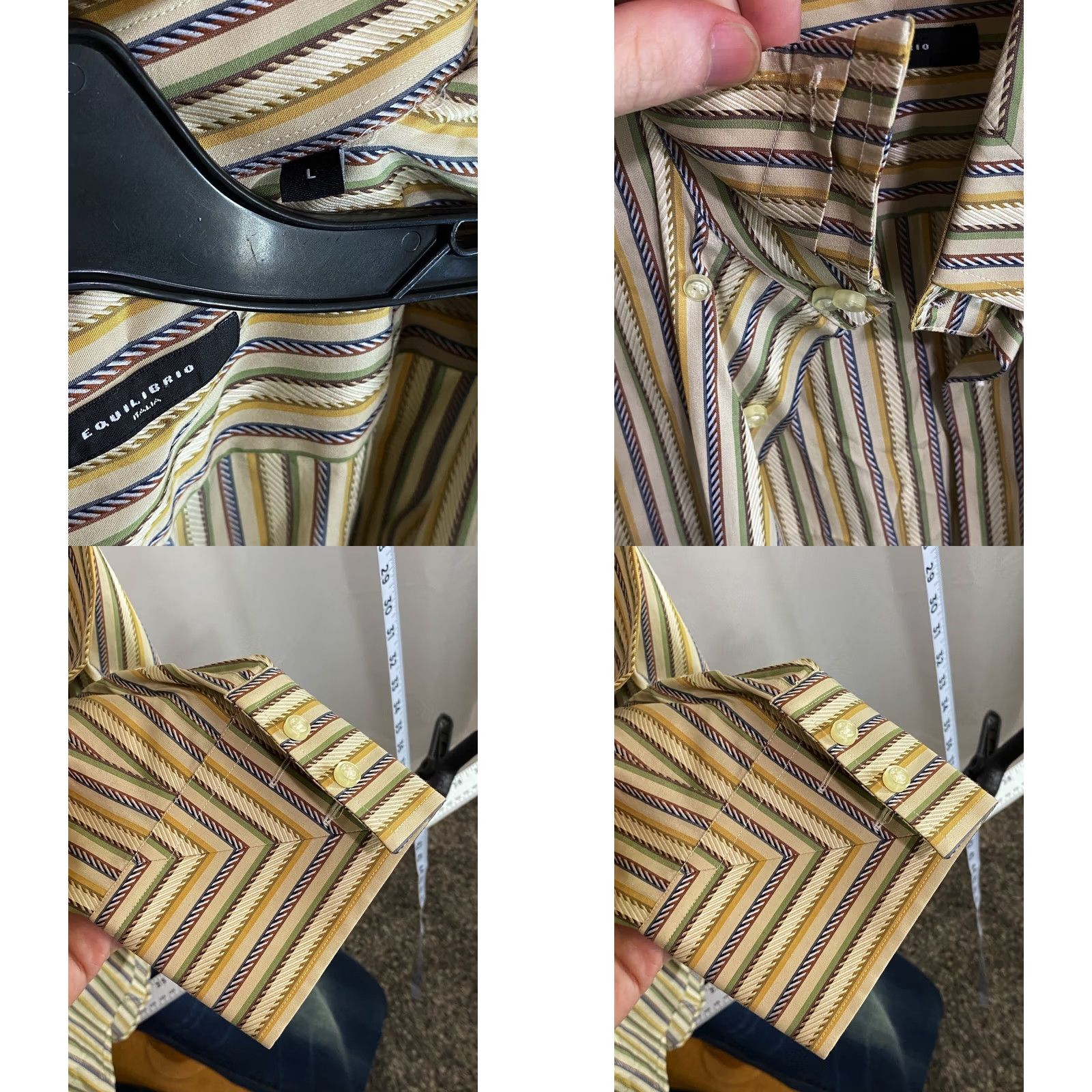 Vintage Equilibrio Stripe LONG SLEEVE SHIRT Large L 16.5 x 35/36 Mens Regular Button-Up XS? Size US L / EU 52-54 / 3 - 8 Thumbnail