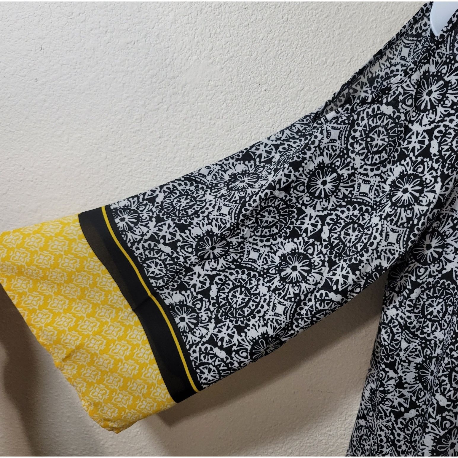 Other Cato Black White Yellow Floral Print Cold Shoulder Top Large Size L / US 10 / IT 46 - 6 Thumbnail