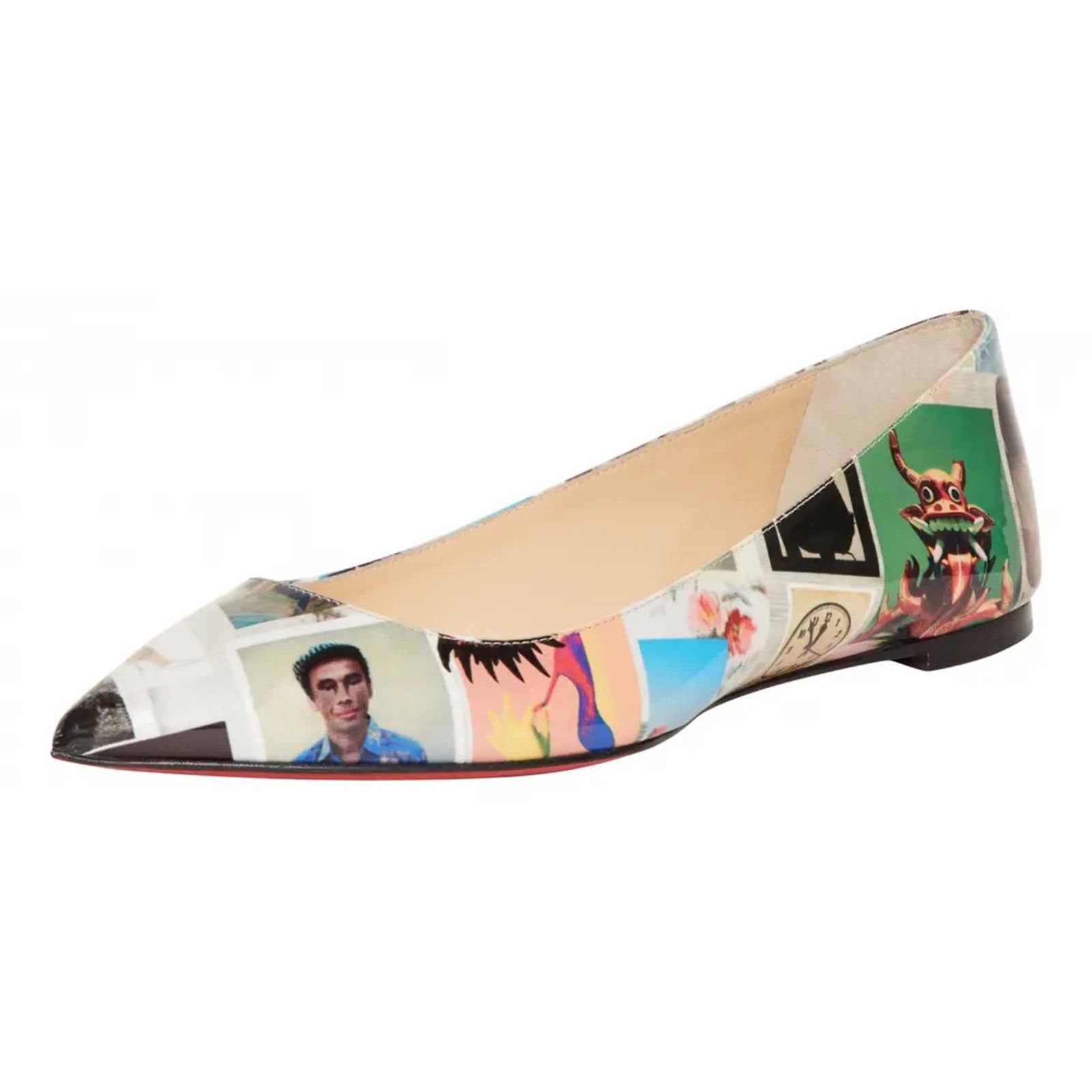 Christian Louboutin Ballalla Patent Collage Pointed Flat 36