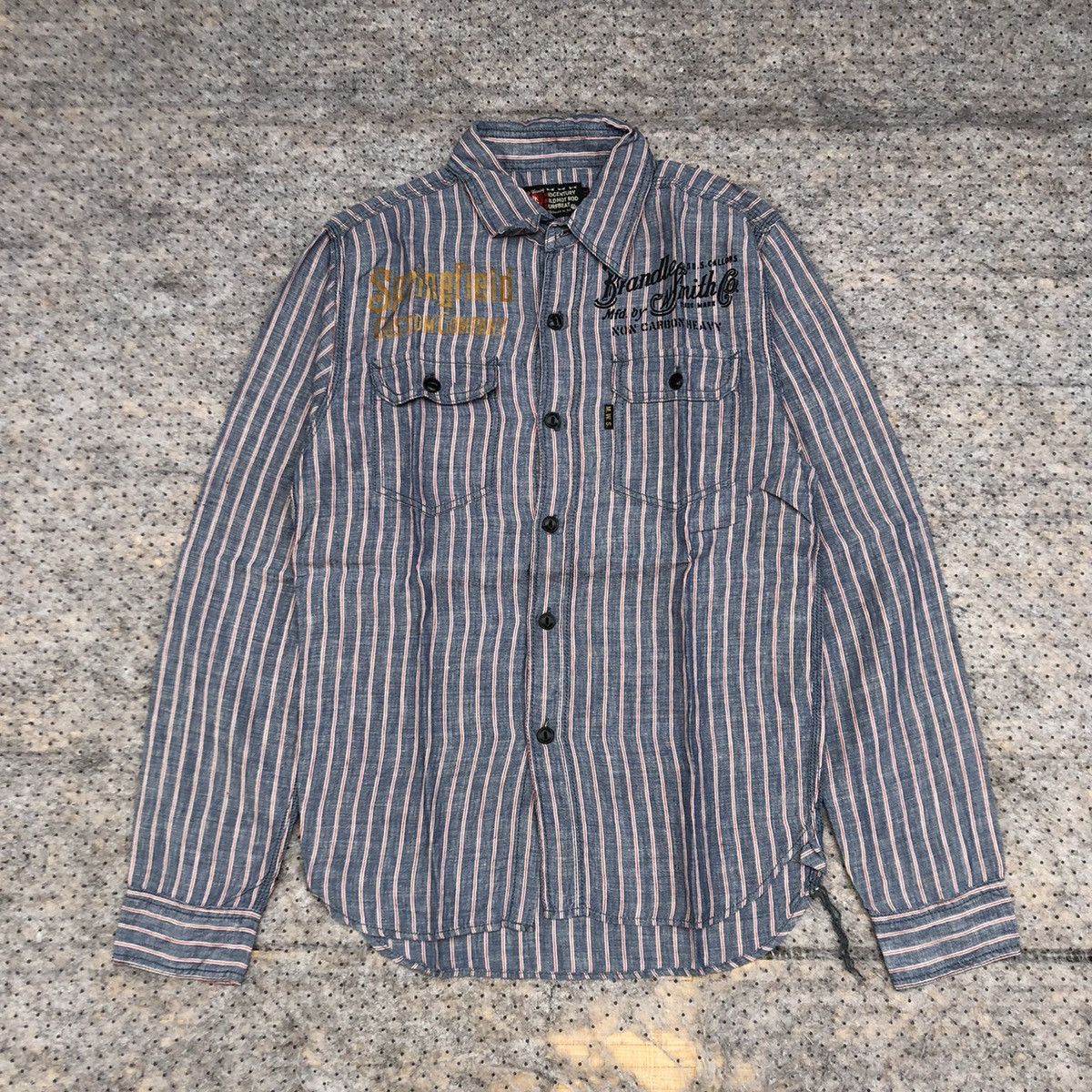 Japanese Brand × Vintage Vintage M.W.S Hot Rod Chambray Shirt Size US S / EU 44-46 / 1 - 7 Thumbnail