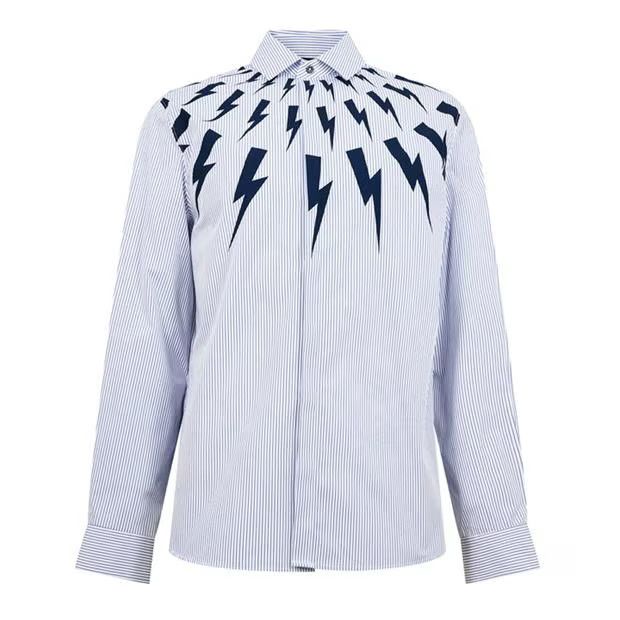 image of Neil Barrett O1G2R1Mq0424 Shirts In Blue, Men's (Size Medium)