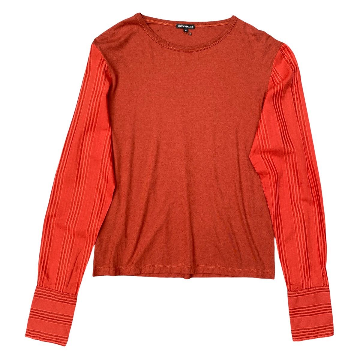 Ann Demeulemeester Ann Demeulemeester S/S16 - Orange Striped Hybrid L/S Shirt Size XS / US 0-2 / IT 36-38 - 1 Thumbnail