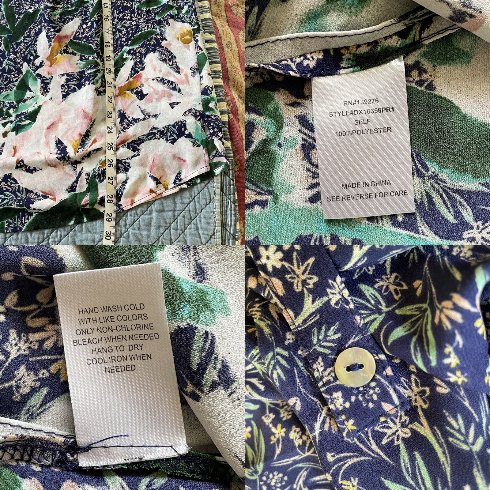 Vintage Daniel Rainn blouse top 1X Floral Boho Long Sleeve V-Neck Pullover Blue Green Pink multi Women Dressy Casual Tunic Modern Vintage N/A Size XL / US 12-14 / IT 48-50 - 8 Thumbnail