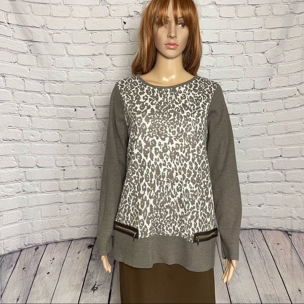 Chicos Chico’s Hanna Leopard-Print Sweater Size 2 US L Size L / US 10 / IT 46 - 2 Thumbnail