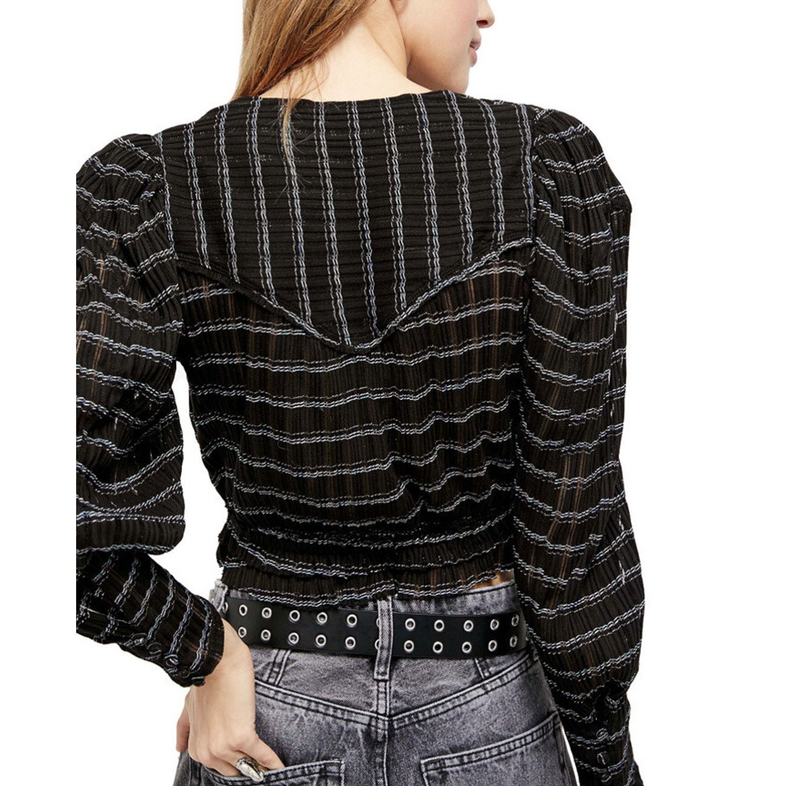 Free People Free People Girlfriend Black Combo Top Women Size XS A002079 Size XS / US 0-2 / IT 36-38 - 2 Thumbnail