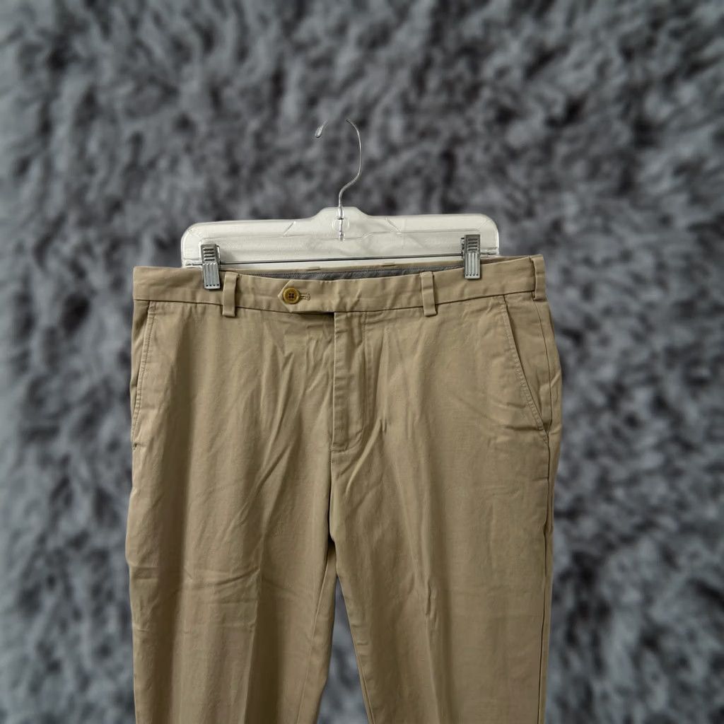 Brooks Brothers Brooks Brothers Milano Pants Mens 35x30 Chino Khaki Supima Cotton Blend Beige Straight Flat Front Size US 35 - 1 Thumbnail