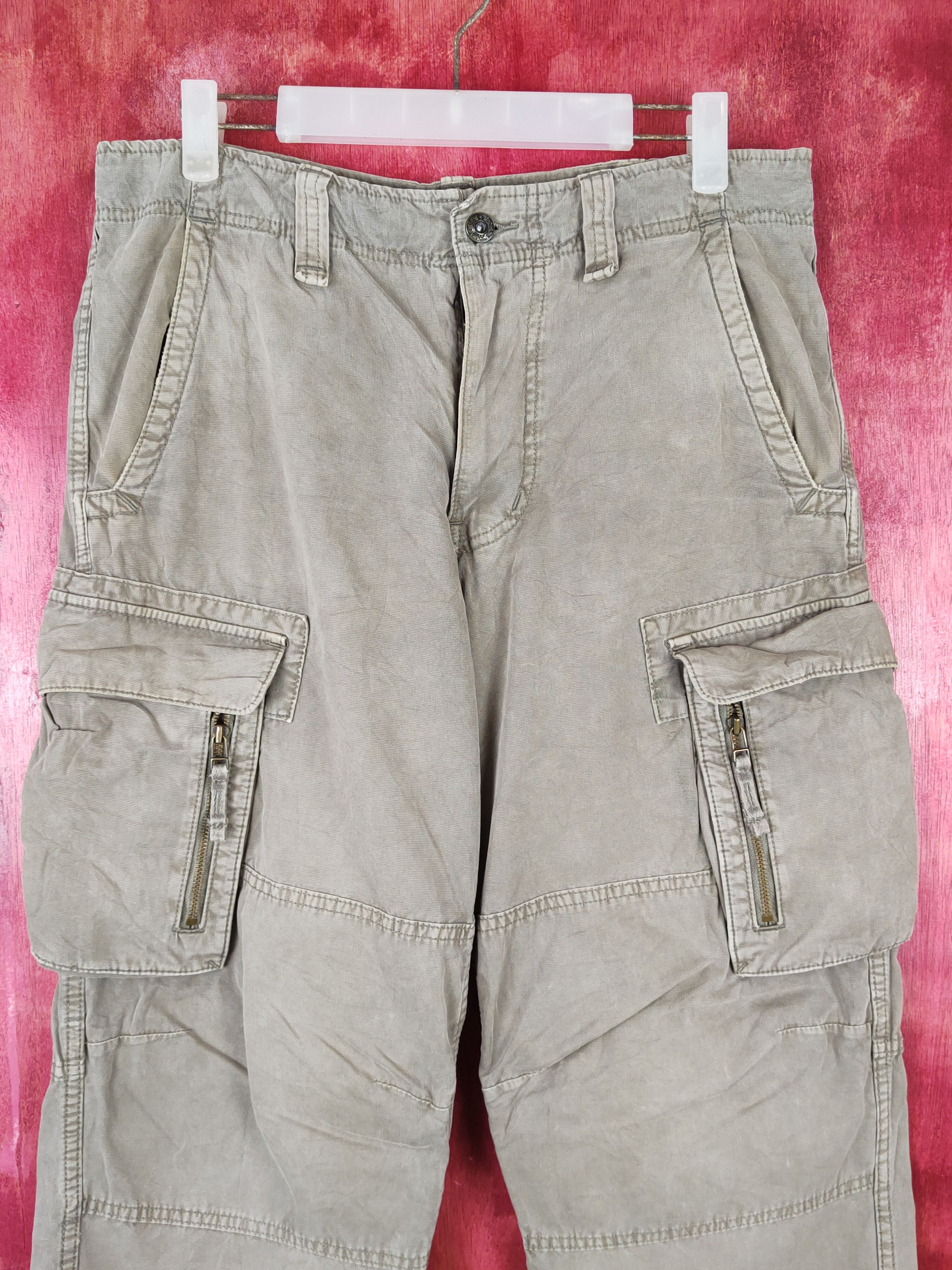 Japanese Brand Uniqlo Olive Faded Multipocket Tactical Cargo Pants #S1339 Size US 32 / EU 48 - 2 Thumbnail