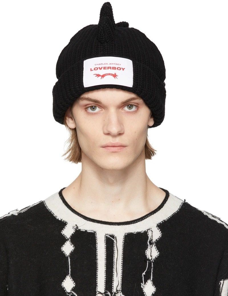 Charles Jeffrey LOVERBOY Black Wool Chunky Spikes Beanie Size ONE SIZE - 5 Thumbnail