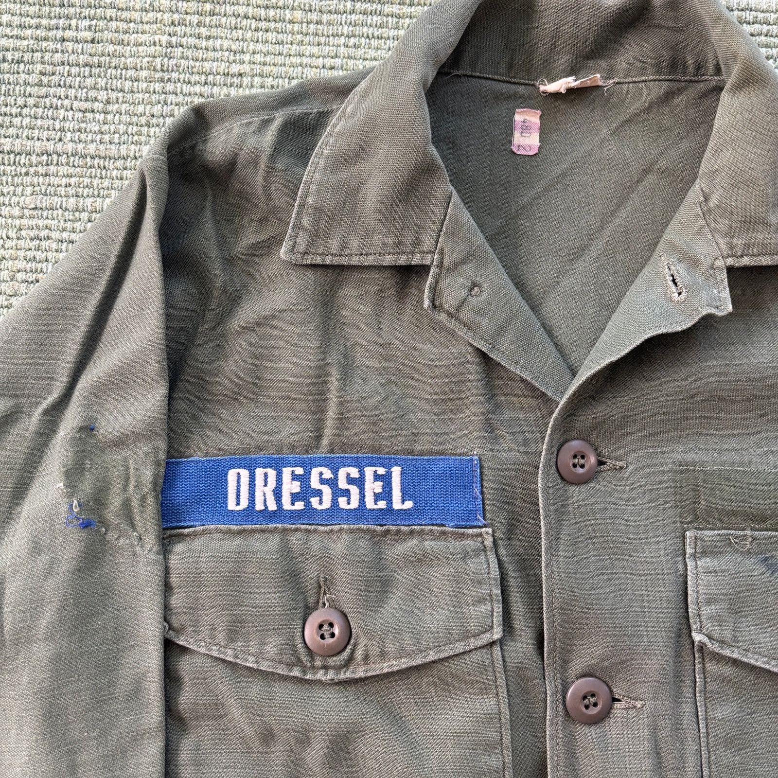 Vintage 60s Vtg OG-107 Green US Army Vietnam Fatigue Shirt Dressel Size US L / EU 52-54 / 3 - 2 Thumbnail