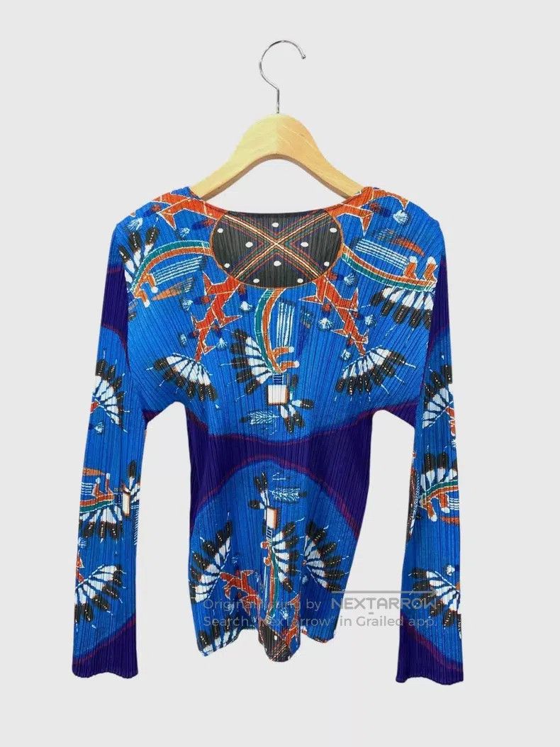 Issey Miyake Issey Miyake Crane Pattern Ruched Top Size L / US 10 / IT 46 - 2 Thumbnail