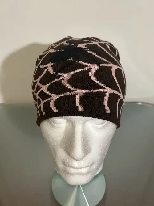 Japanese Brand Y2K Spiderweb beanie (coffee pink) Size ONE SIZE - 2 Thumbnail