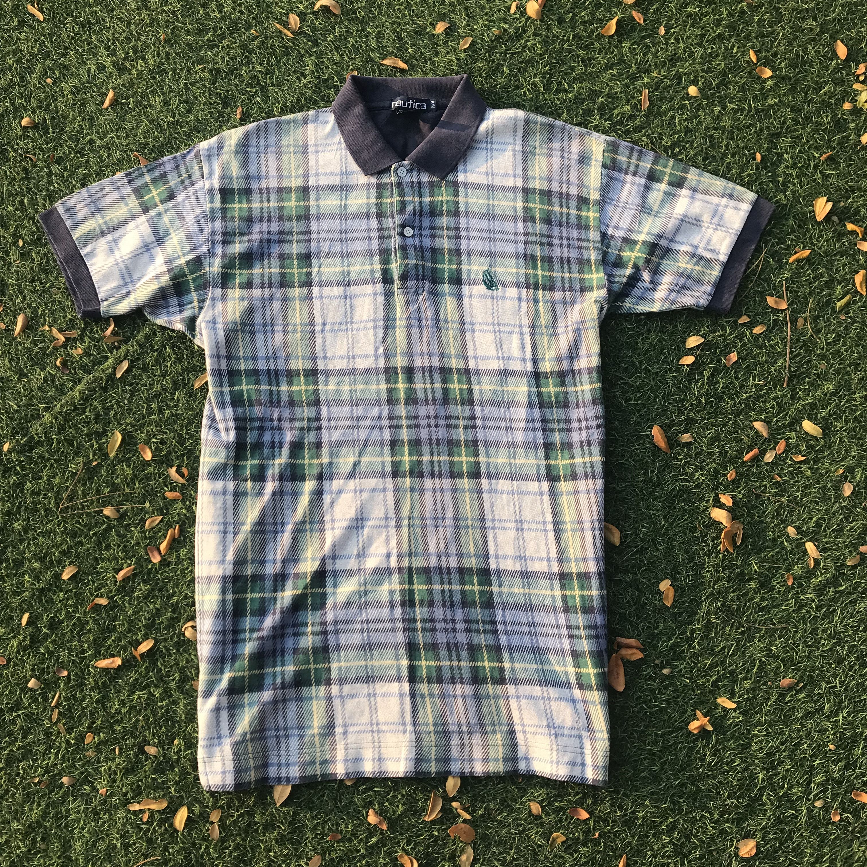 Nautica Vintage Nautica Green Plaid Tartan Polo Shirt Navy blue Size US M / EU 48-50 / 2 - 4 Thumbnail